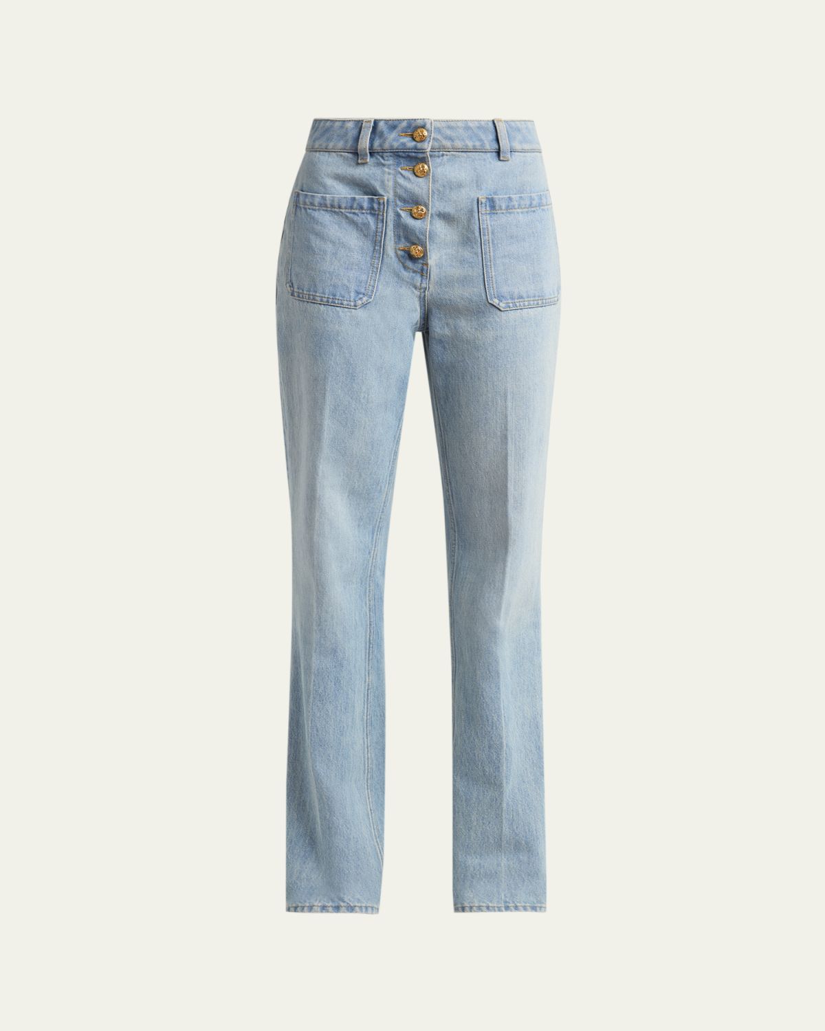 Valentino Garavani Button-Front Straight-Leg Jeans