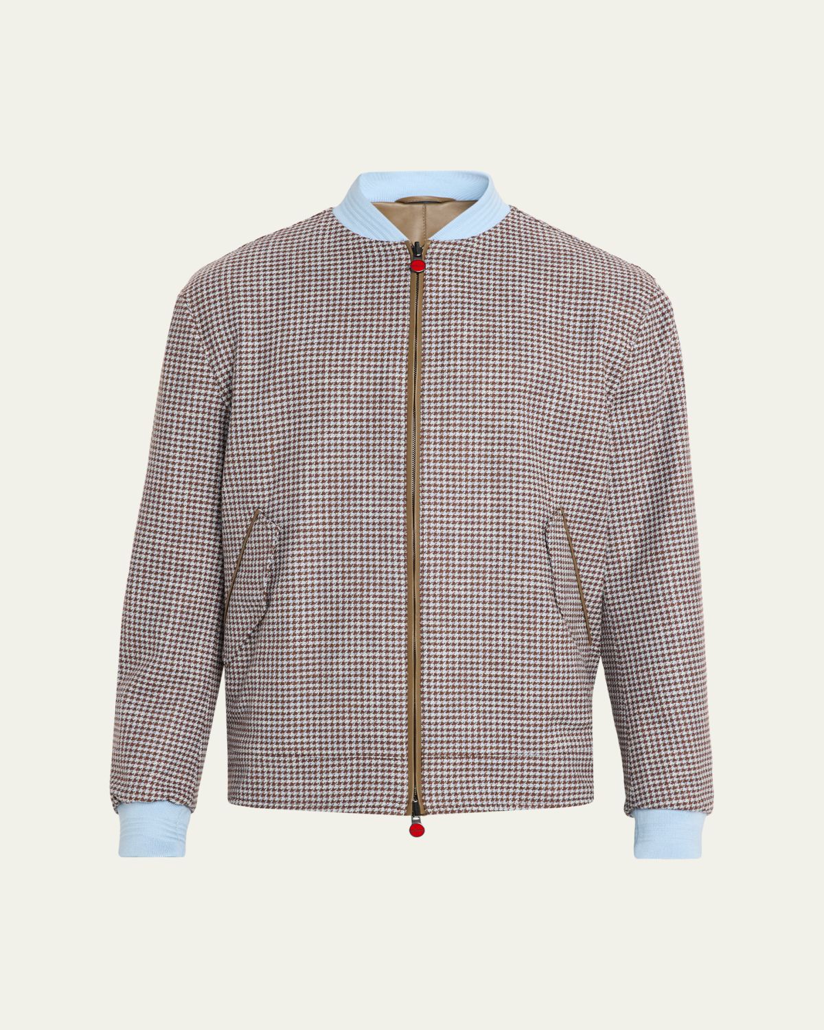 Kiton Men's Houndstooth Check Wool and Silk Blouson