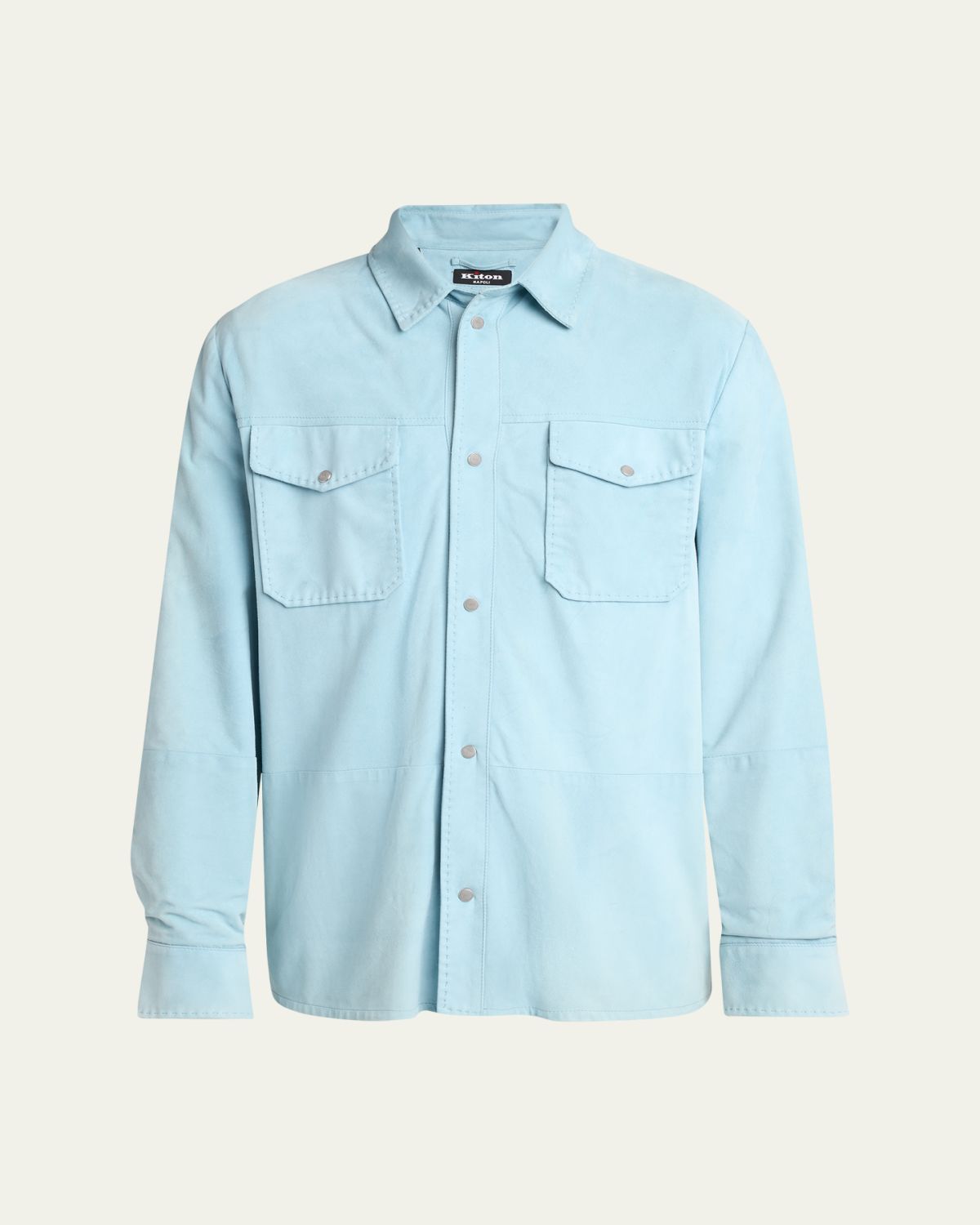 Kiton Men's Suede Snap-Front Shirt