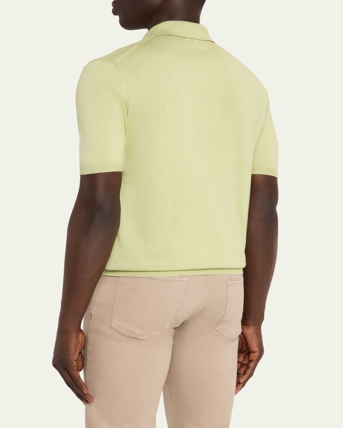 Kiton Men's Wide Rib Sea Island Cotton Polo Sweater | Thumbnail 3 Kiton Men's Wide Rib Sea Island Cotton Polo Sweater | Thumbnail 3