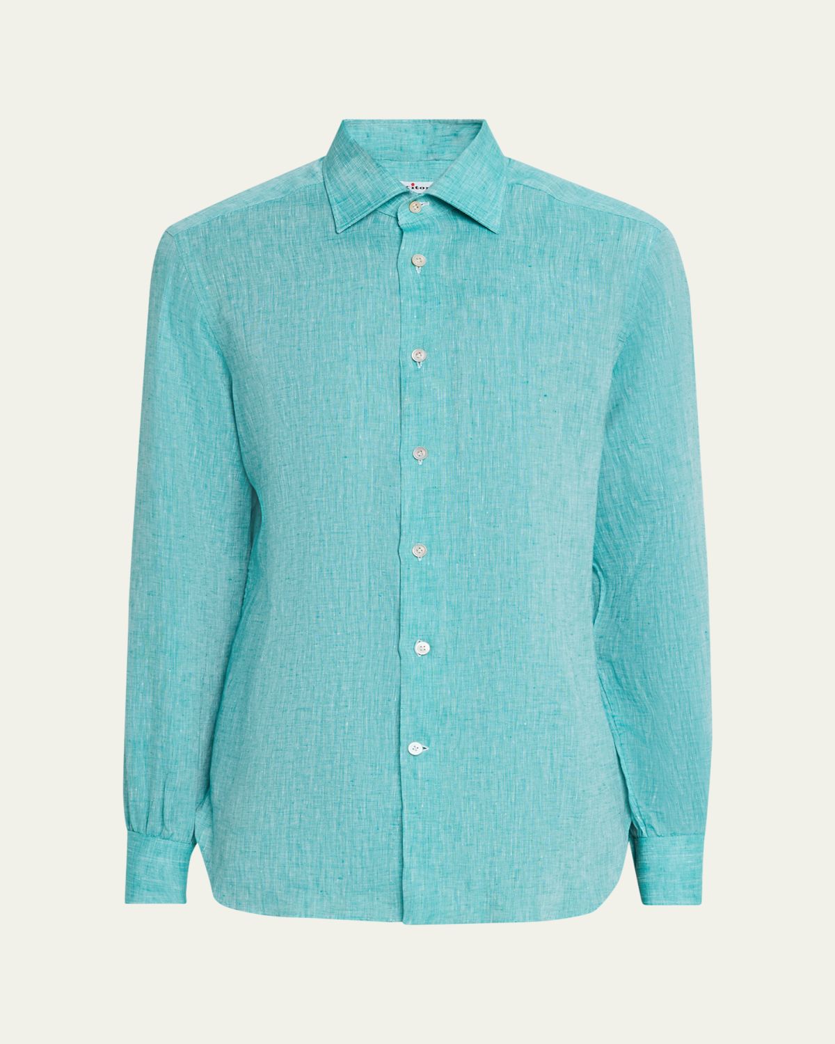 Kiton Men's Solid Linen Button-Down Shirt