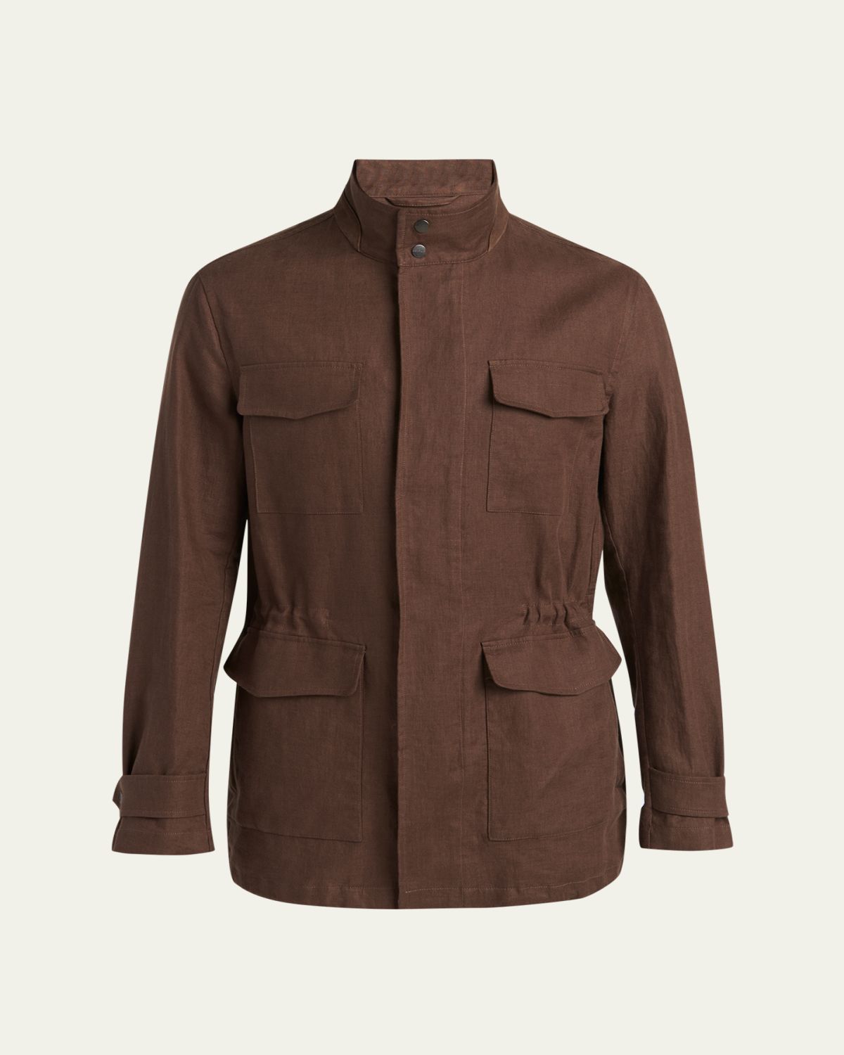 Kiton Men's Linen Flap-Pocket Field Jacket