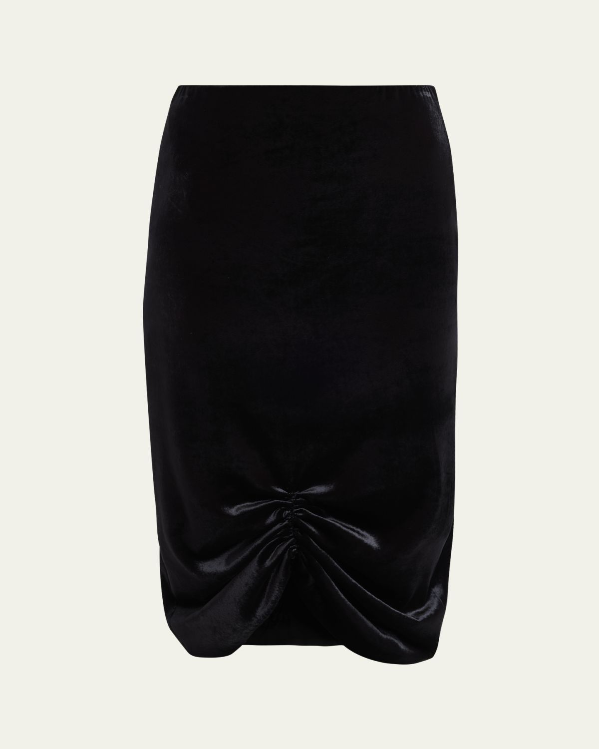 Valentino Garavani Ruched Velvety Midi Pencil Skirt