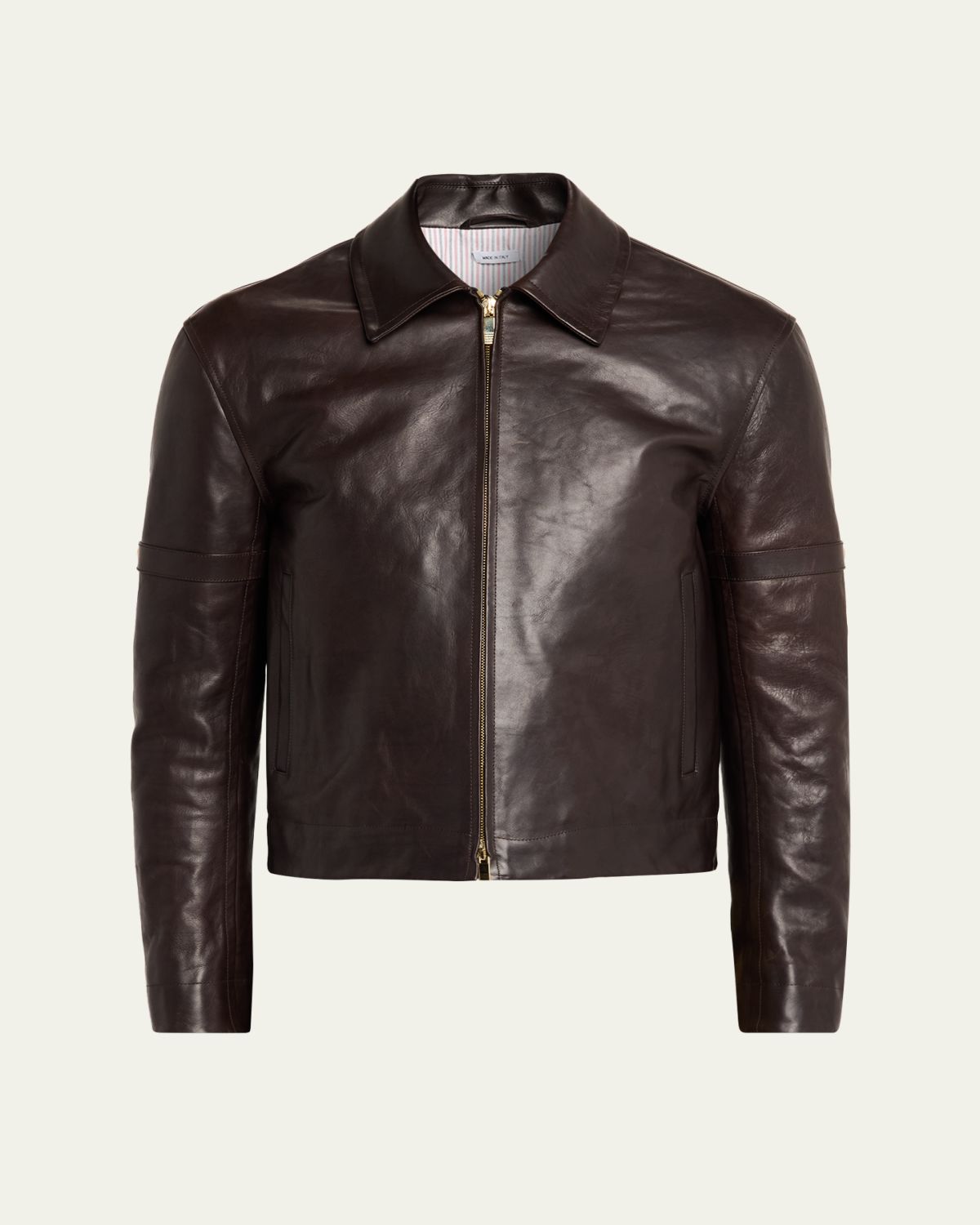Thom Browne Men's Vitello Benek Buffalo Armband Leather Jacket