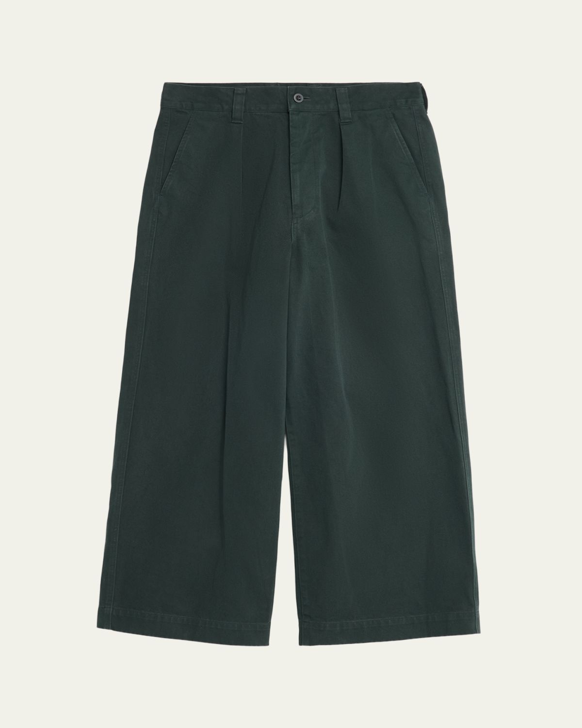 IM MEN Men's Cotton Double-Pleated Wide Leg Trousers