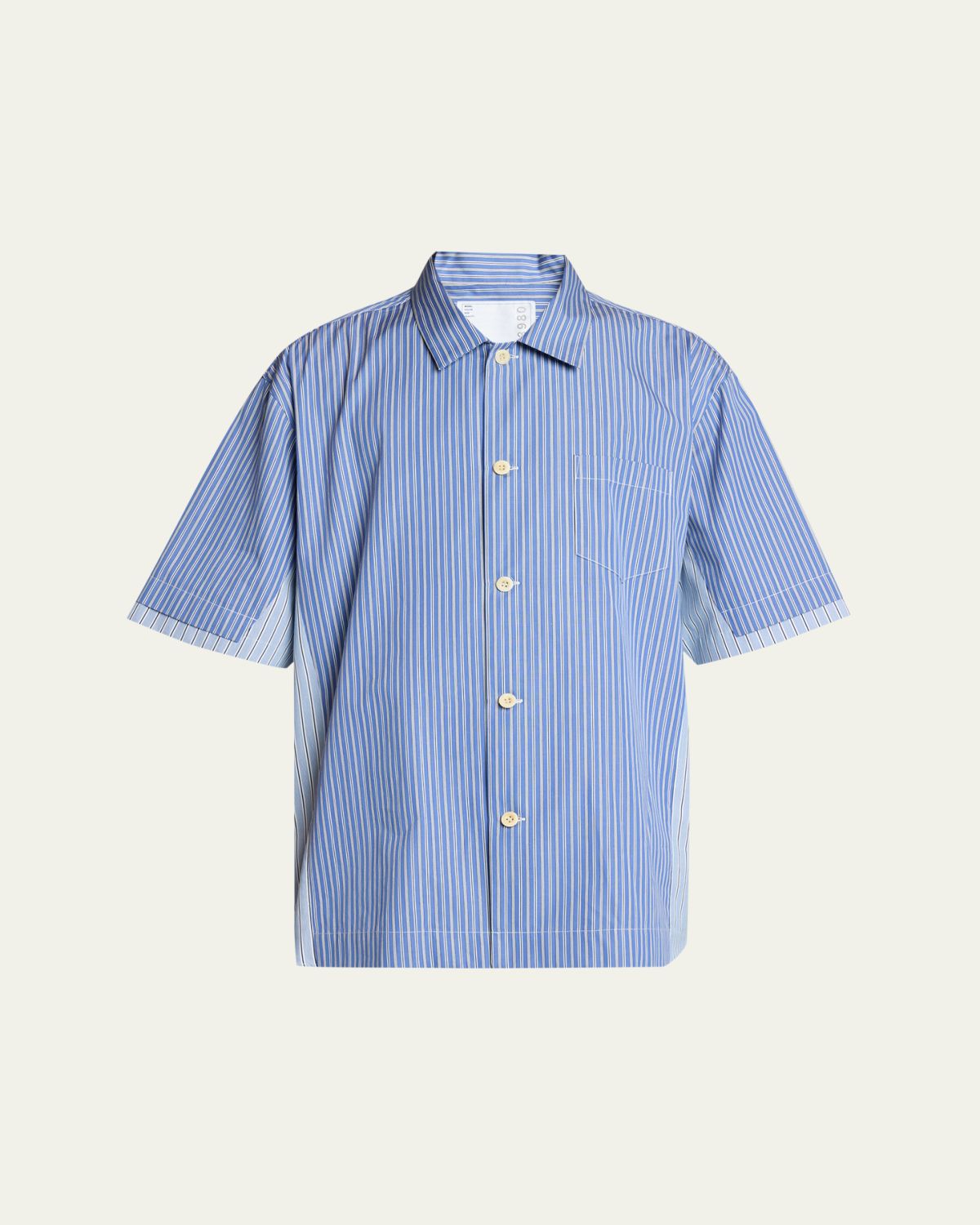 SACAI Men 's Colorblock Striped Poplin Short-Sleeve Sport Shirt