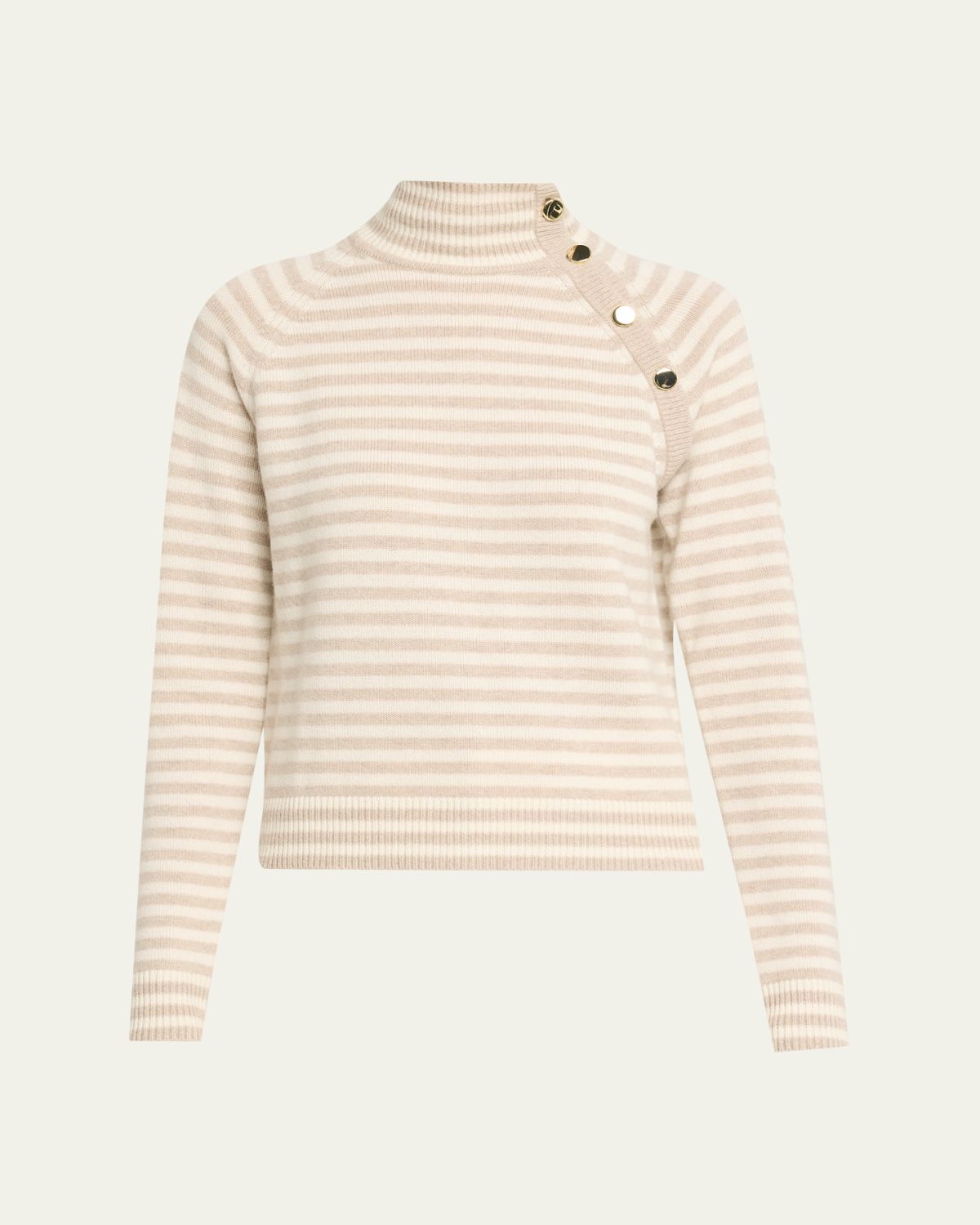 Max Mara Striped Turtleneck Cashmere Sweater