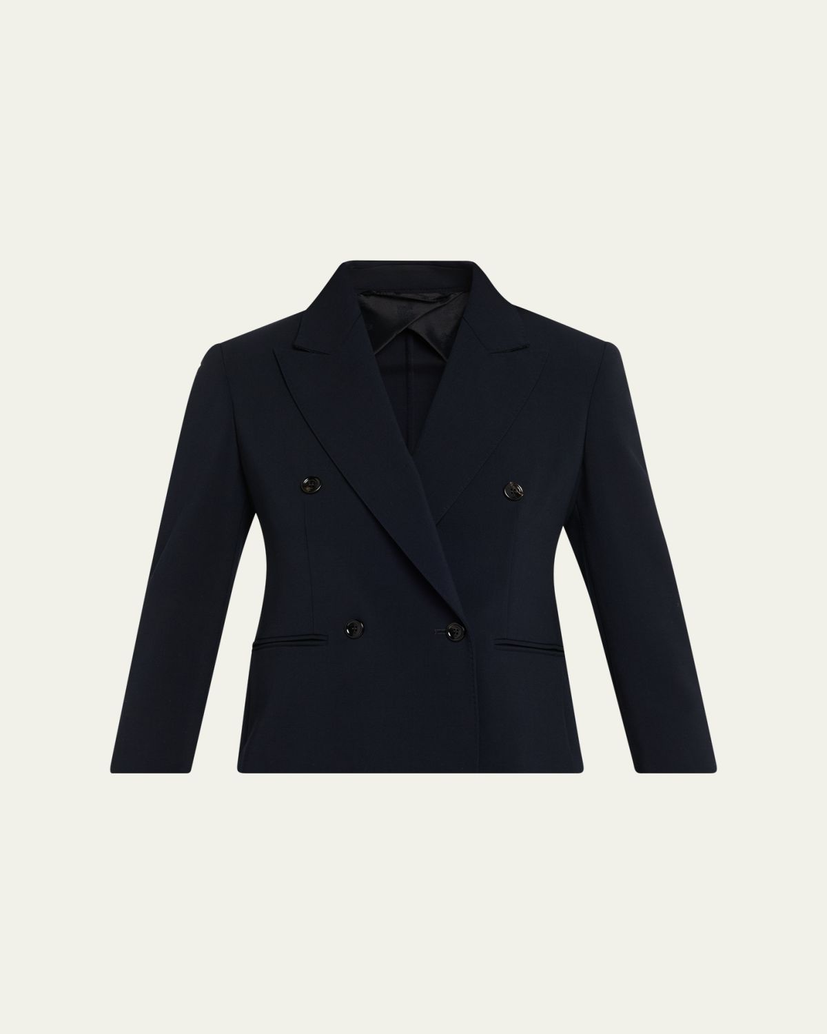 Max Mara Double-Breasted Stretch Wool Crop Jacket