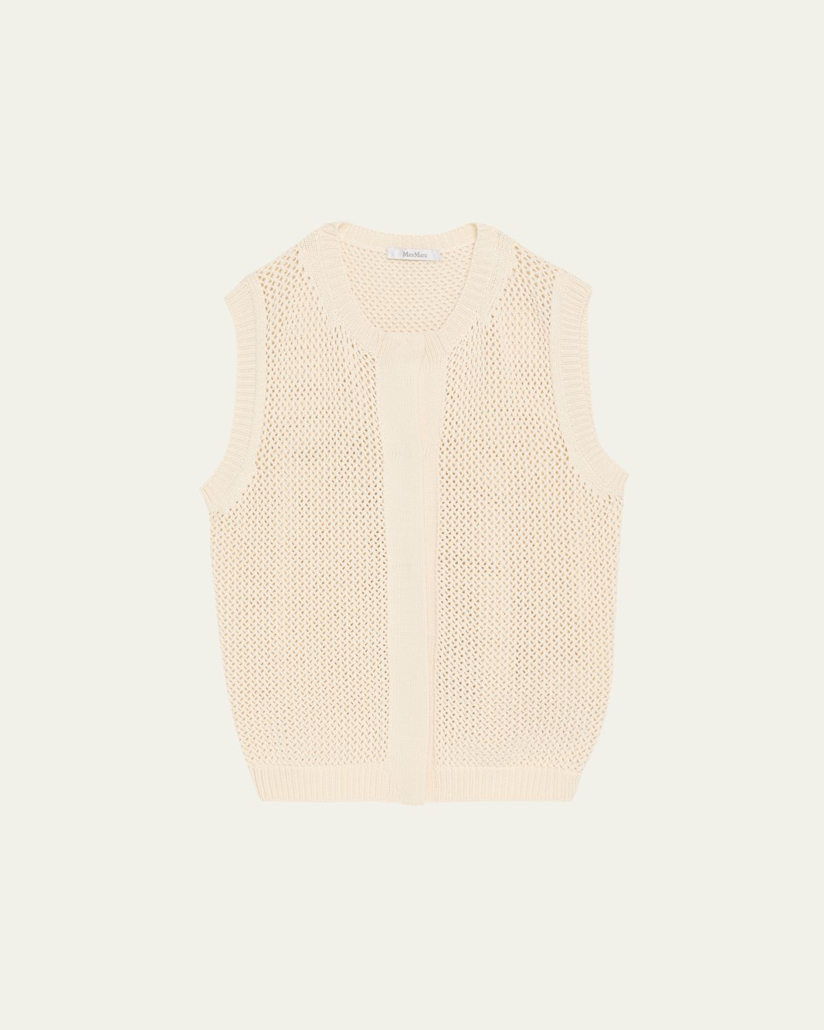 Max Mara Sleeveless Crewneck Open-Stitch Sweater