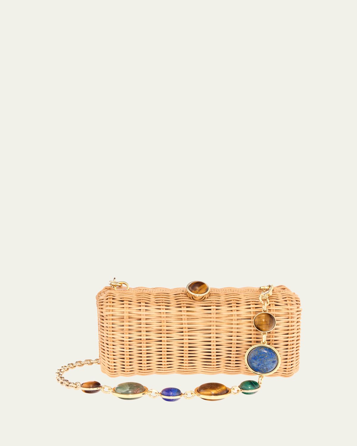 Judith Leiber Couture Basket-Weave Rattan Clutch Bag