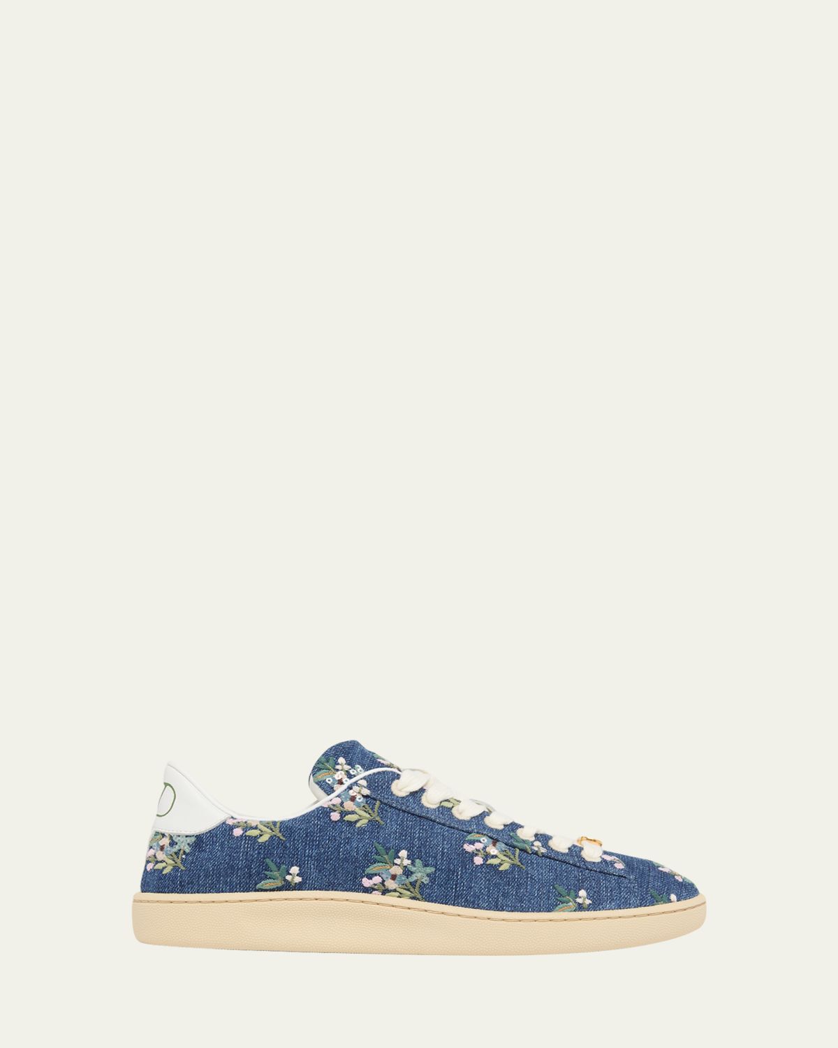 Valentino Garavani Floral Embroidered Denim Low-Top Sneakers | Thumbnail 6