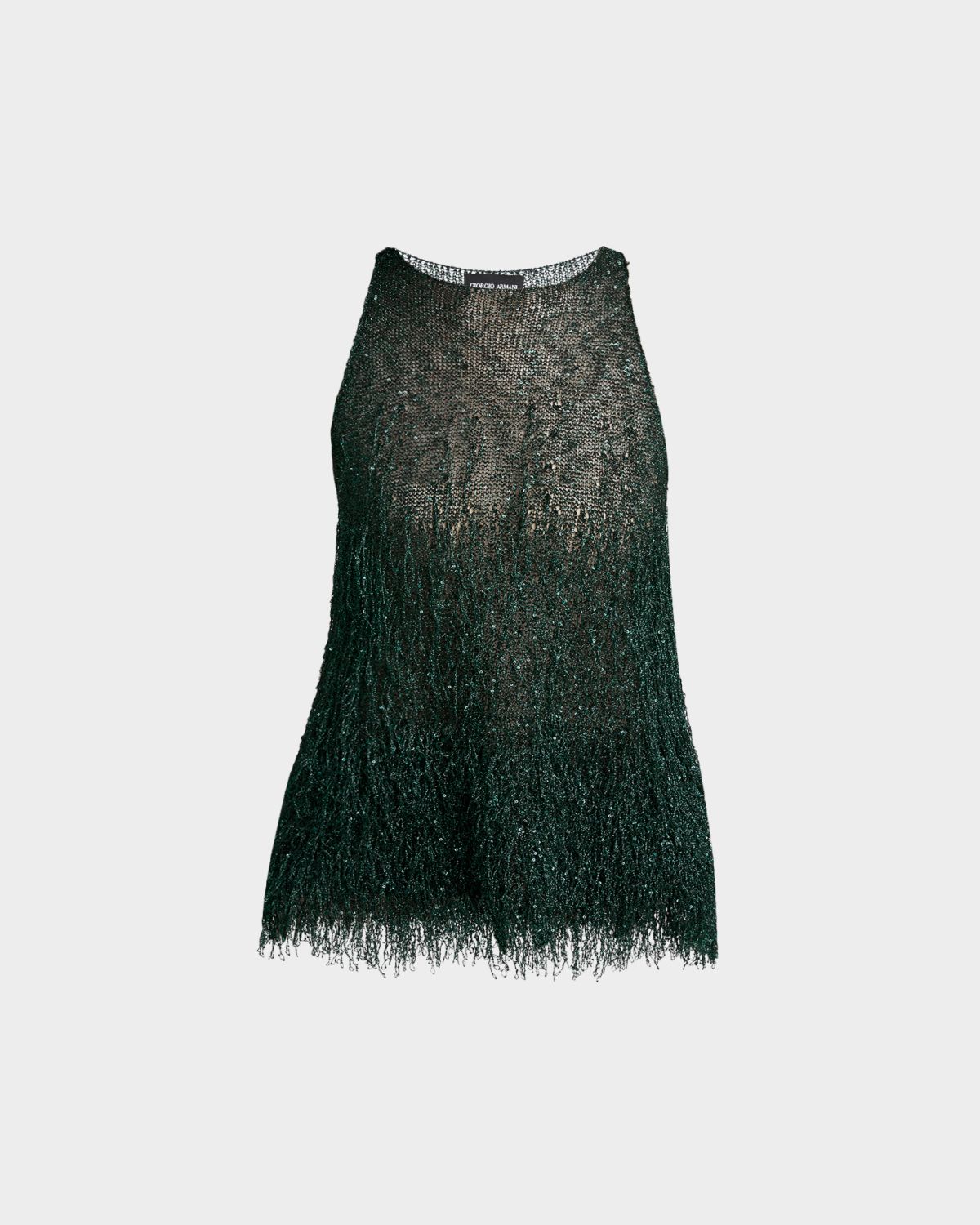 Giorgio Armani Metallic Fringe Knit Sleeveless Blouse