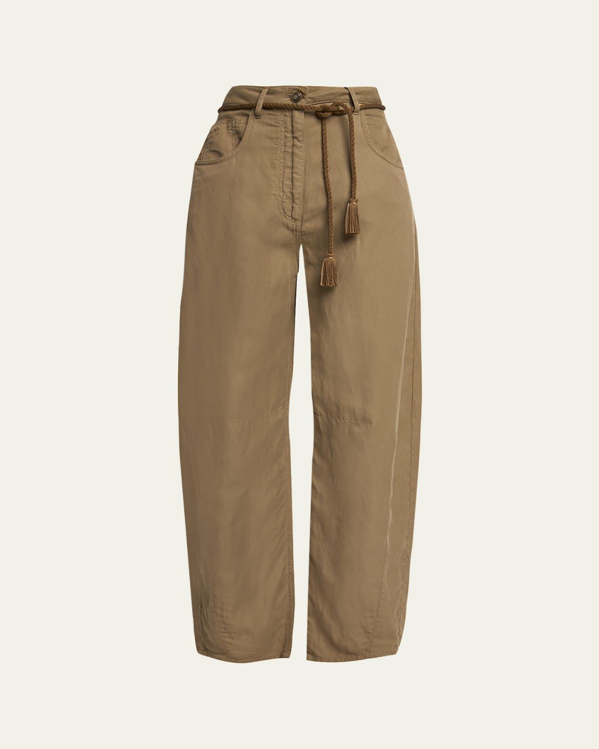 Giorgio Armani Belted Barrel-Leg Ankle Pants