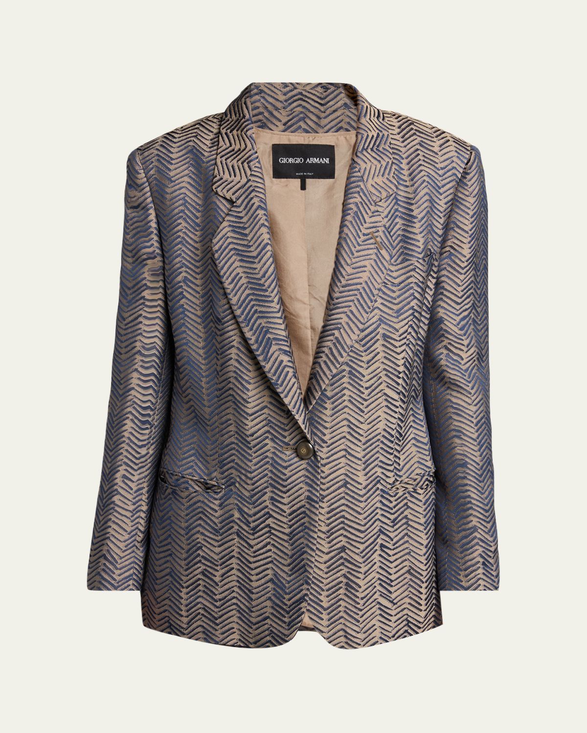 Giorgio Armani Herringbone Jacquard Single-Breasted Jacket
