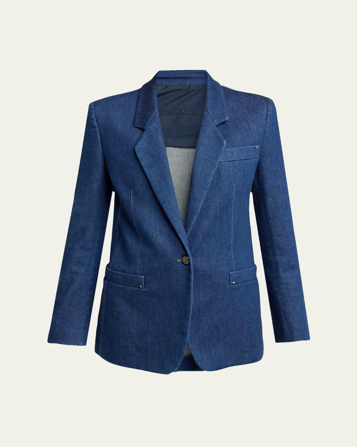 Giorgio Armani Denim Single-Breasted Blazer Jacket