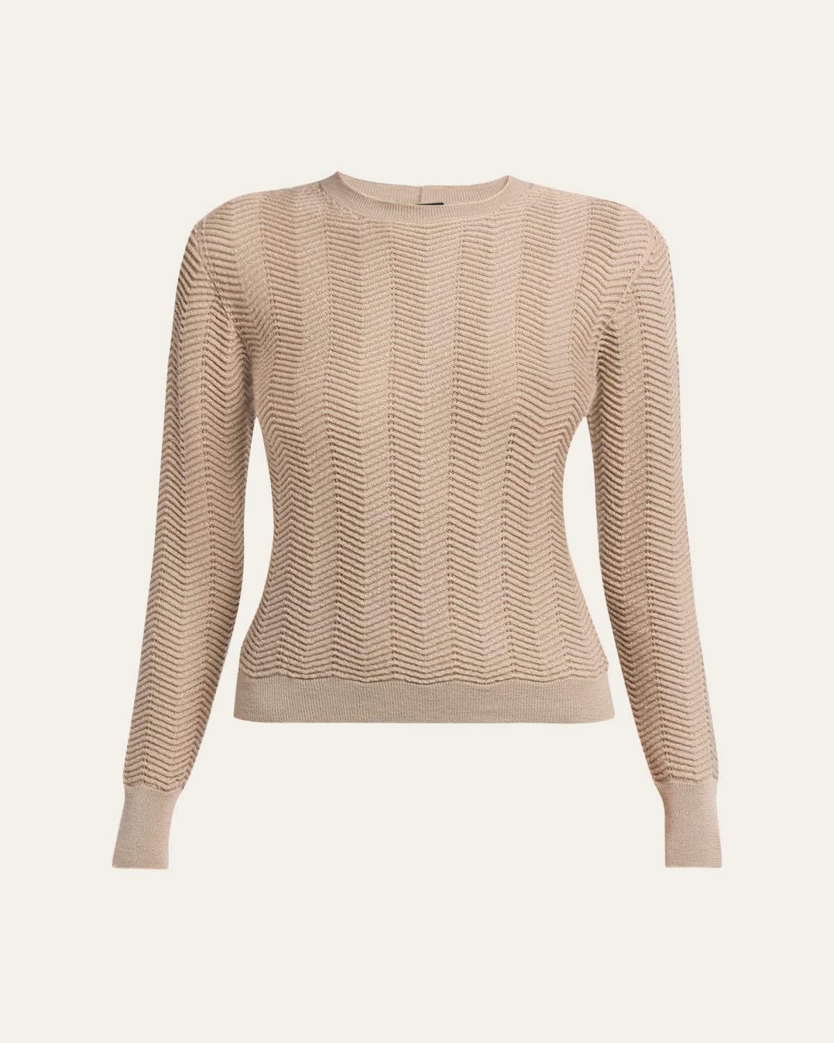 Giorgio Armani Chevron Cashmere Knit Crewneck Sweater