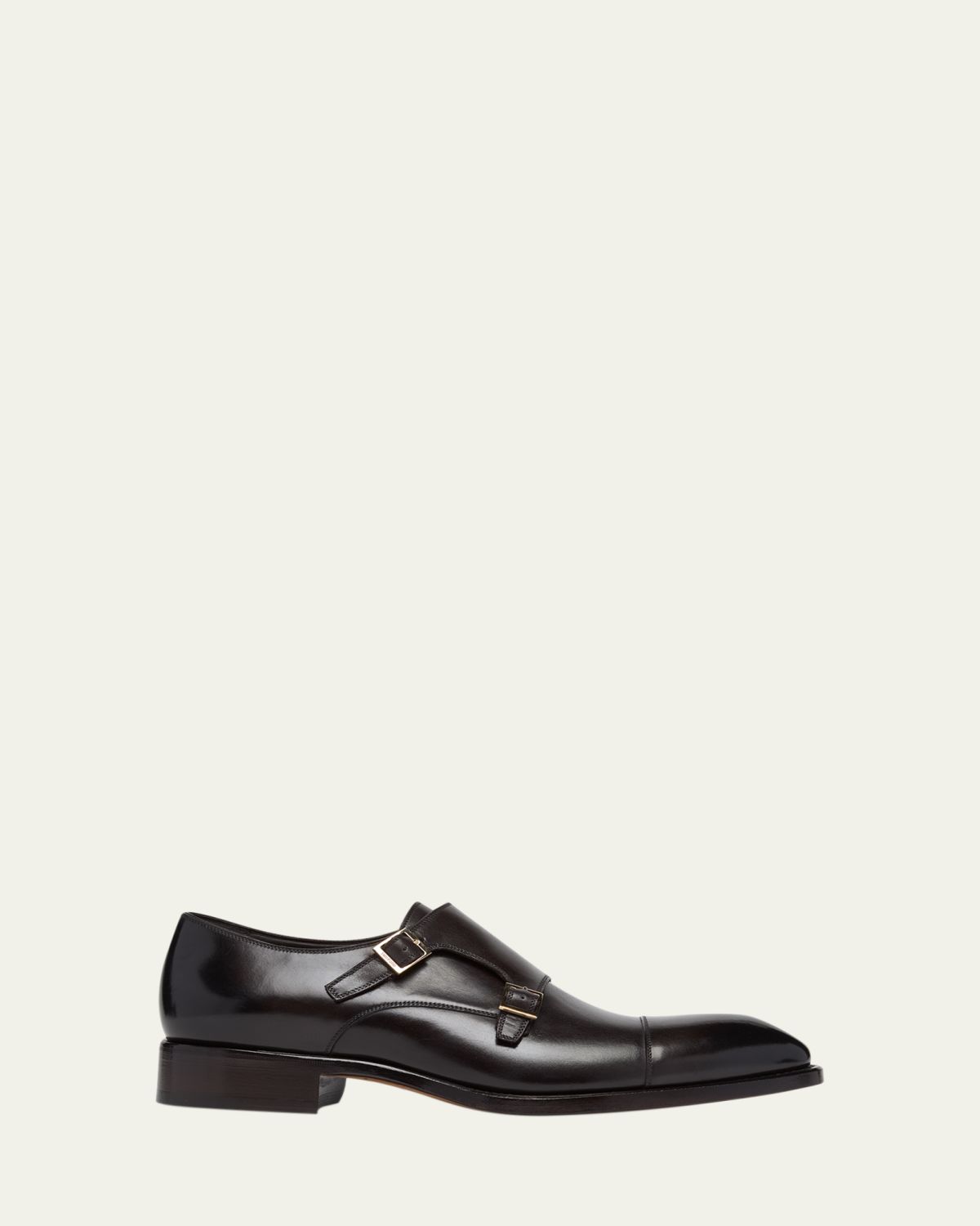 TOM FORD Men's Vincent Burnished Leather Double Monk Strap Loafers