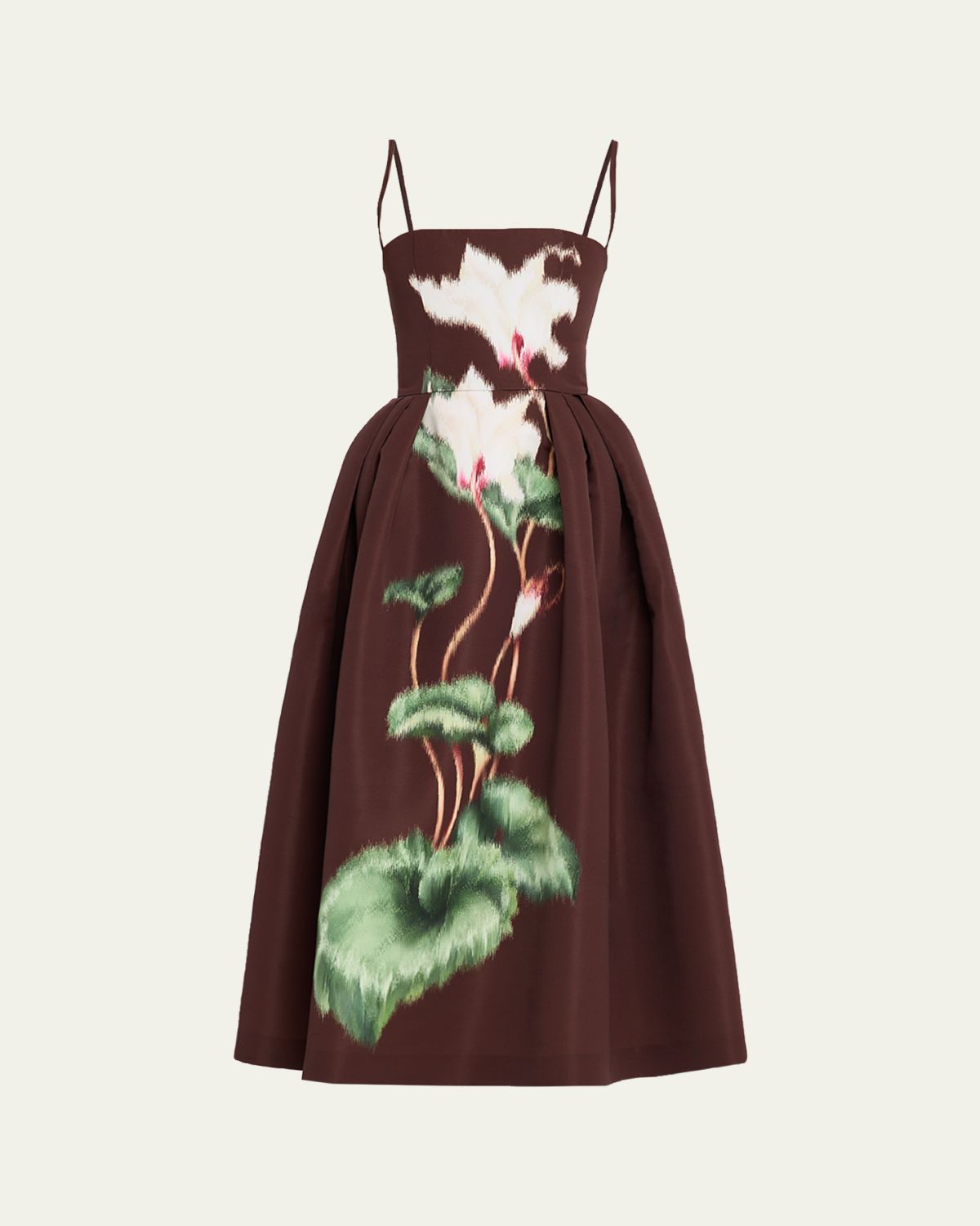 Oscar de la Renta Chine Cyclamen Faille Midi Cocktail Dress