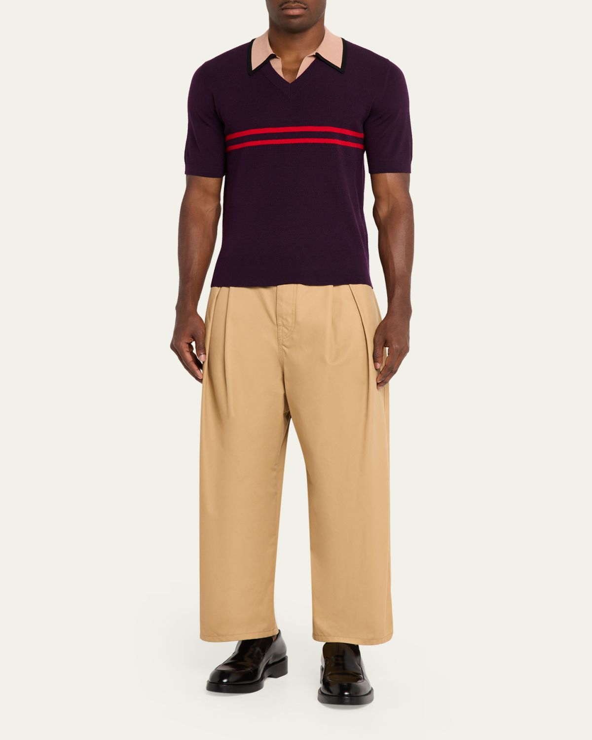 Dries Van Noten Men's Contrast-Trim Knit Polo Sweater | Thumbnail 6 Dries Van Noten Men's Contrast-Trim Knit Polo Sweater | Thumbnail 6