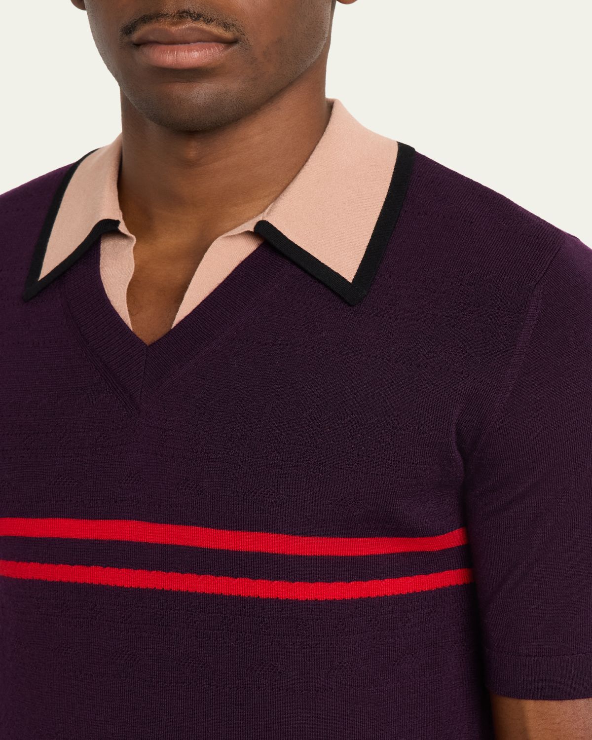 Dries Van Noten Men's Contrast-Trim Knit Polo Sweater | Thumbnail 9 Dries Van Noten Men's Contrast-Trim Knit Polo Sweater | Thumbnail 9