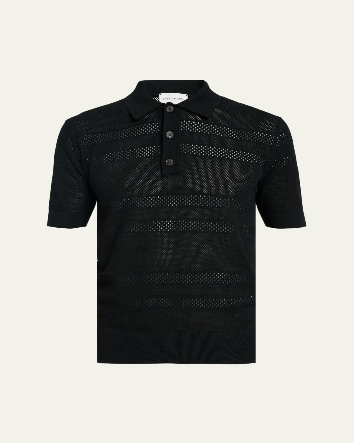 Dries Van Noten Men's Stripe Mesh Short-Sleeve Shirt