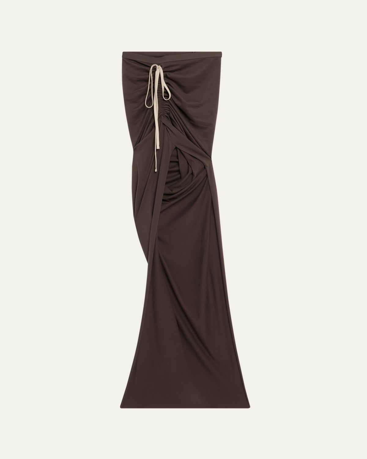 Moncler + Rick Owens x Moncler Drawstring Ruched Slit Maxi Skirt