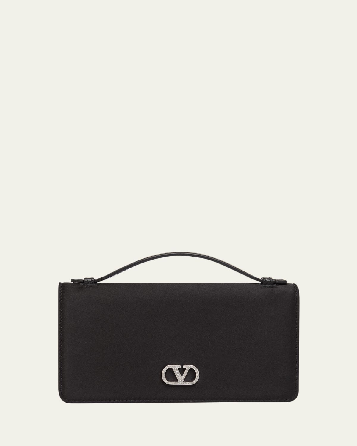 Valentino Garavani Crystal VLogo Satin Top-Handle Bag