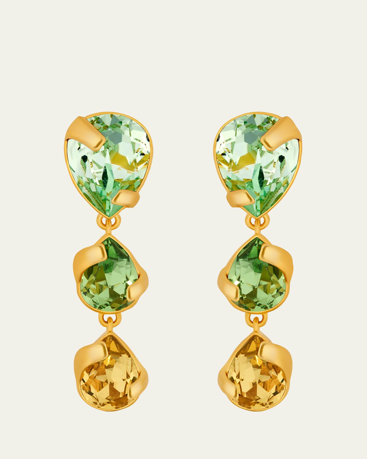 Oscar de la Renta Pear Rhinestone Drop Earrings