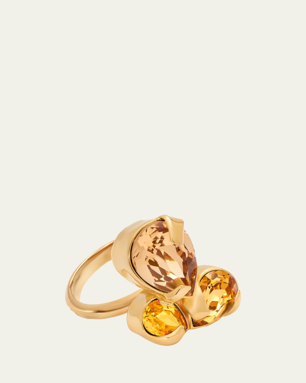 Oscar de la Renta Pear Rhinestone Cluster Ring