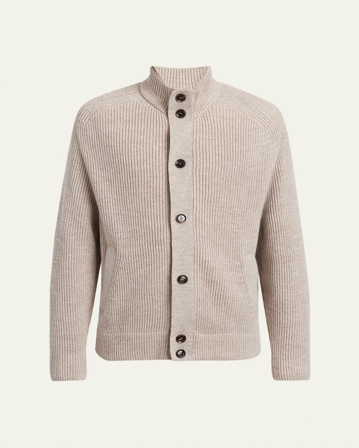 Brioni Men's Ribbed Cotton-Blend Mouline Blouson Sweater