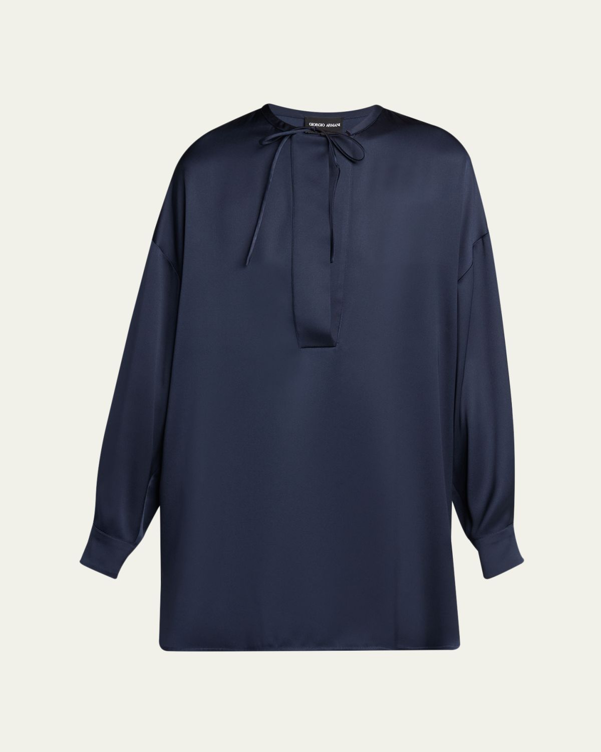 Giorgio Armani Neck-Tie Silk Oversized Tunic Shirt