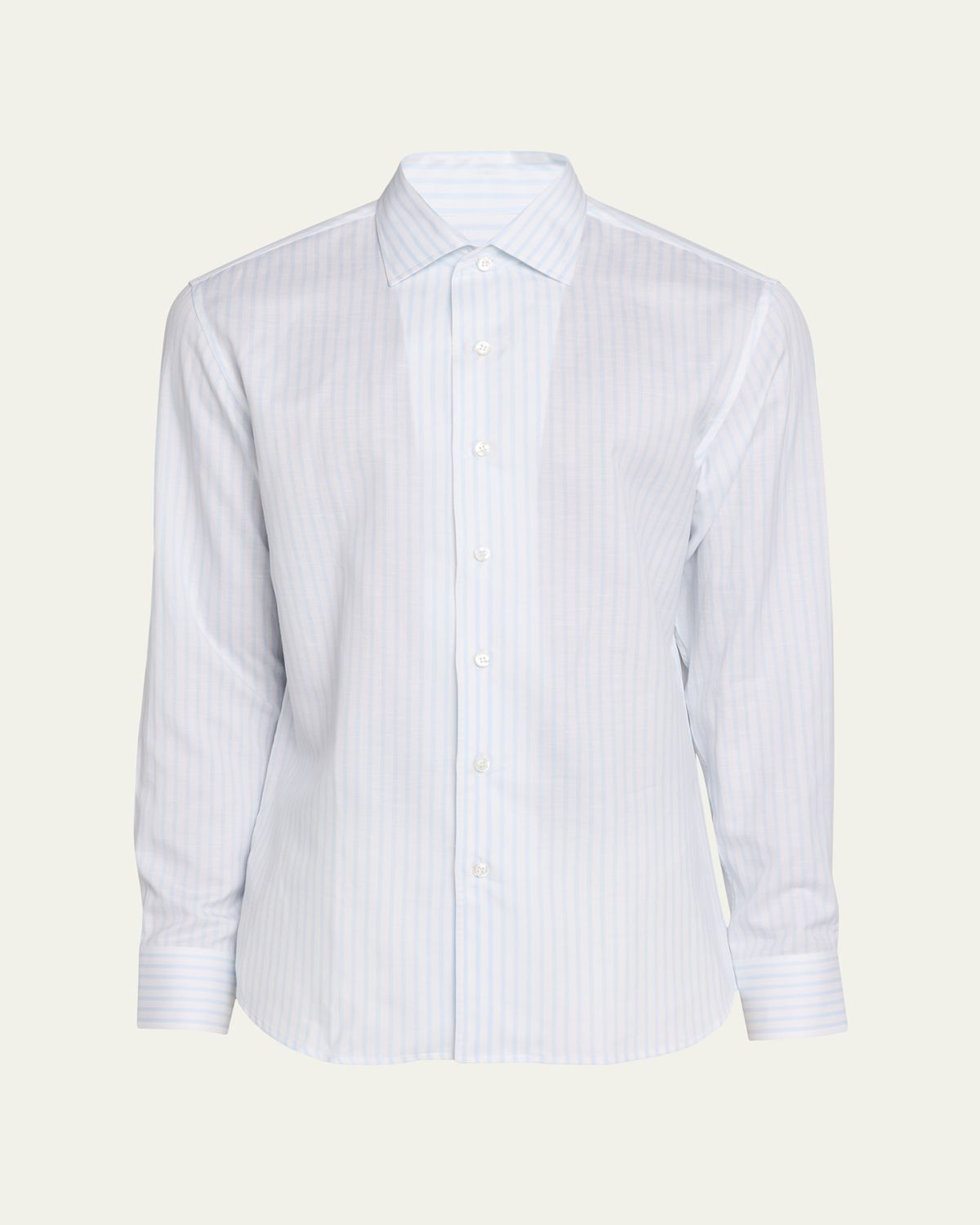Brioni Men's Lyocell and Cotton Pinstripe Sport Shirt