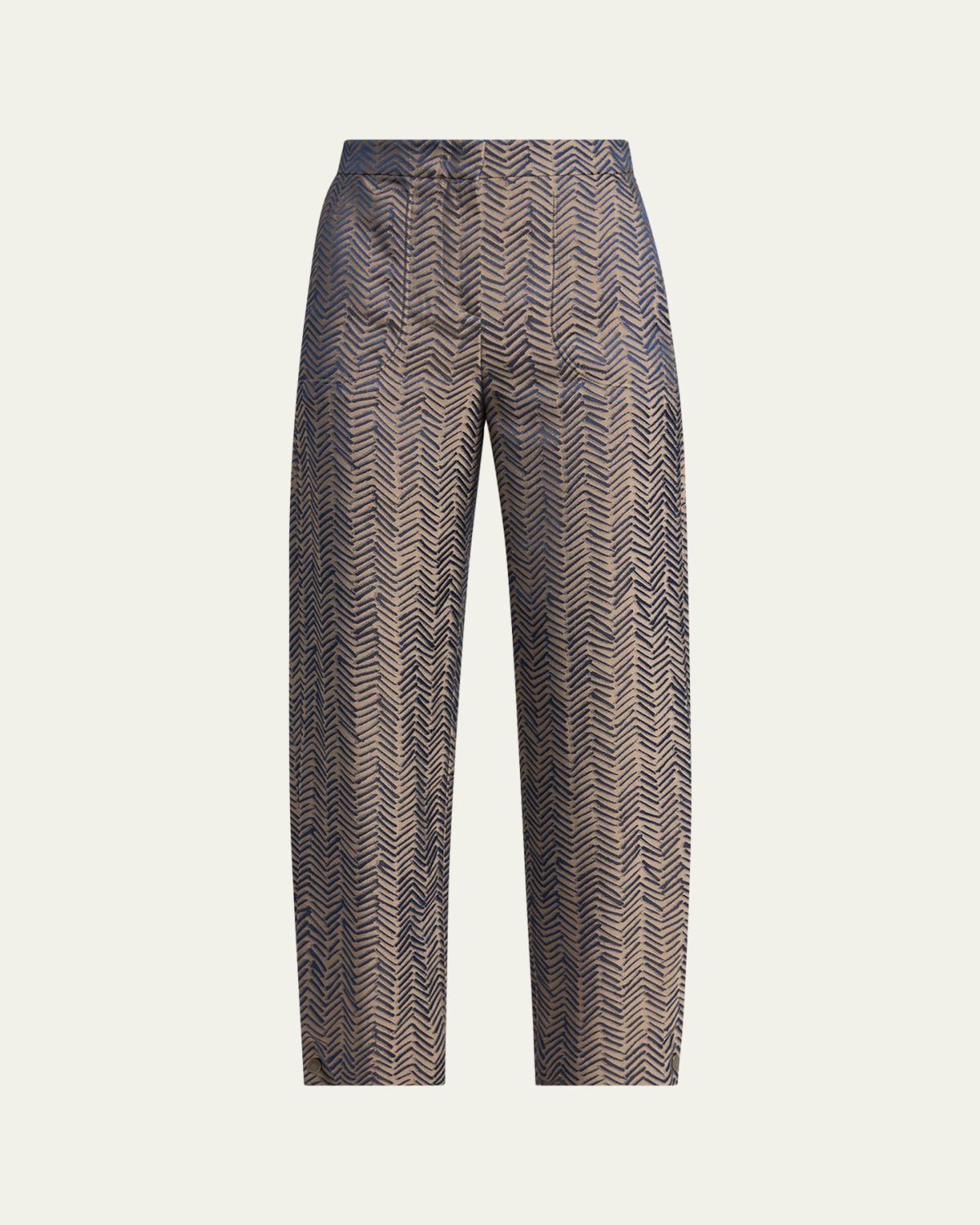 Giorgio Armani Herringbone Jacquard Straight-Leg Ankle Trousers