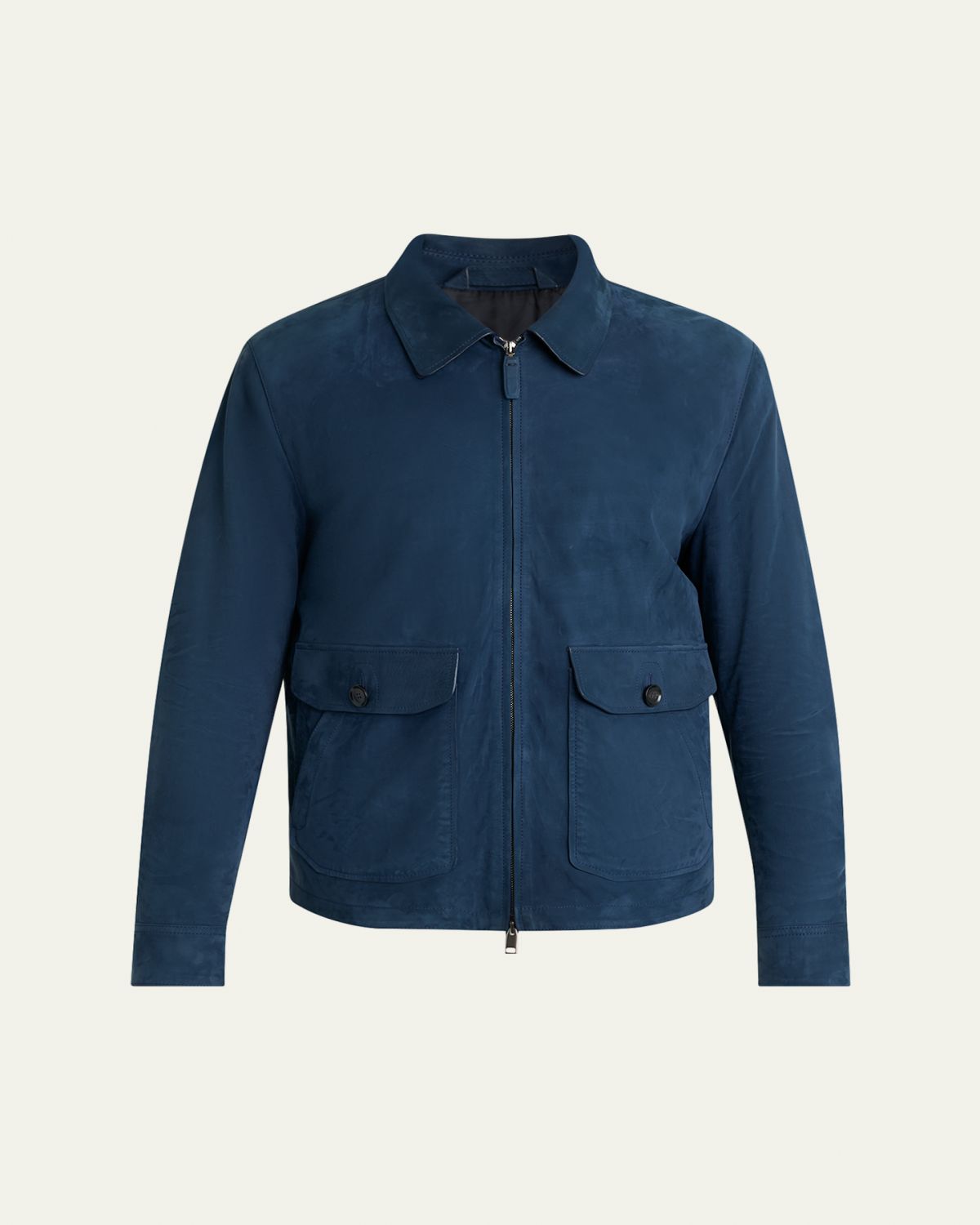 Brioni Men's Nubuck Leather Zip-Front Blouson Jacket