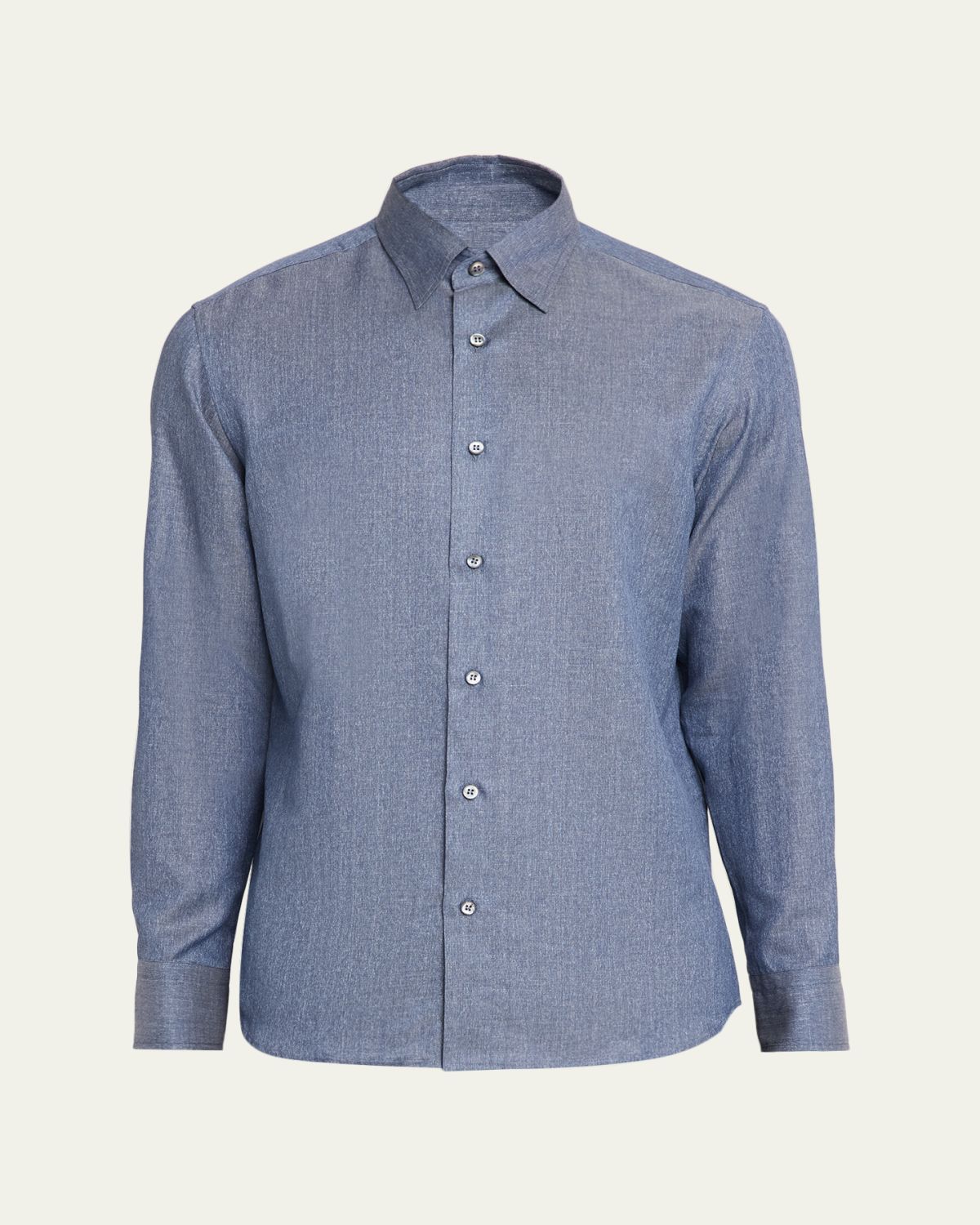 Brioni Men's Solid Cotton Point-Collar Sport Shirt