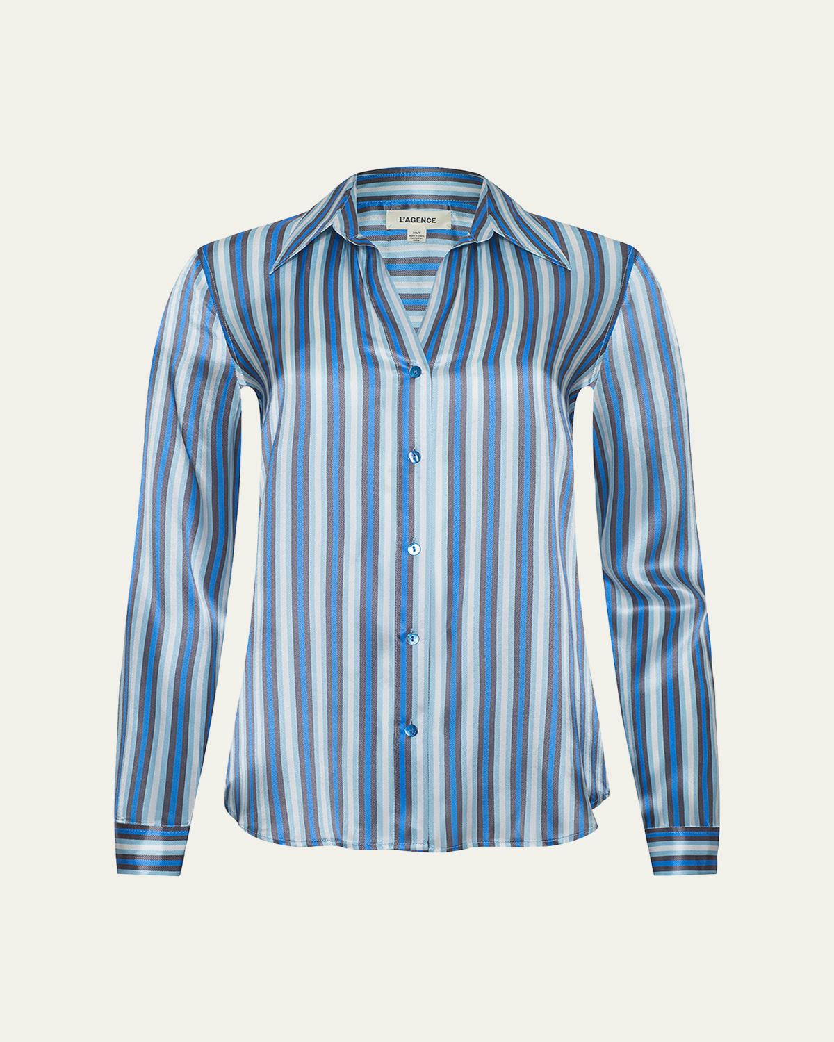L 'Agence Tyler Striped Silk Button-Front Blouse