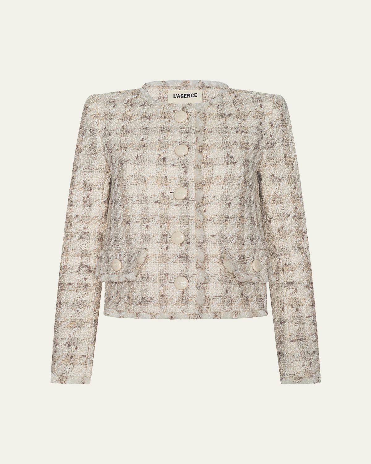 L 'Agence Zell Houndstooth Tweed Jacket