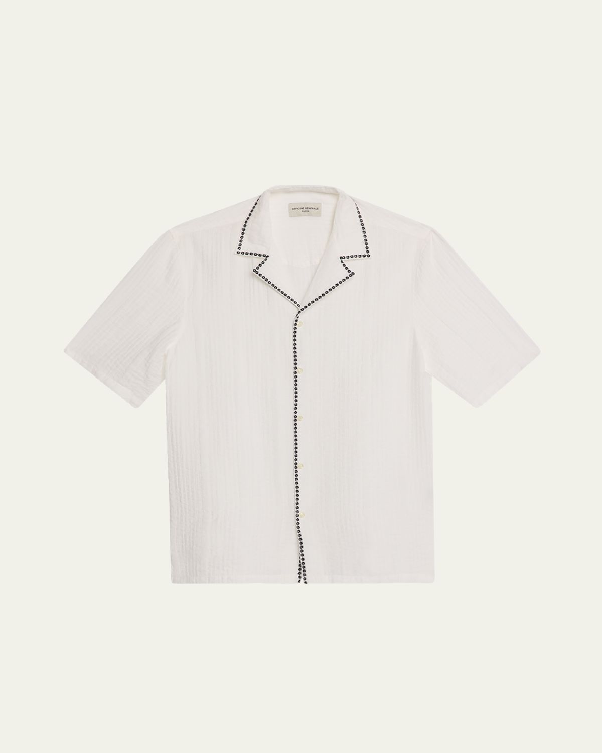 Officine Generale Men 's Eren Textured Viscose Short-Sleeve Camp Shirt