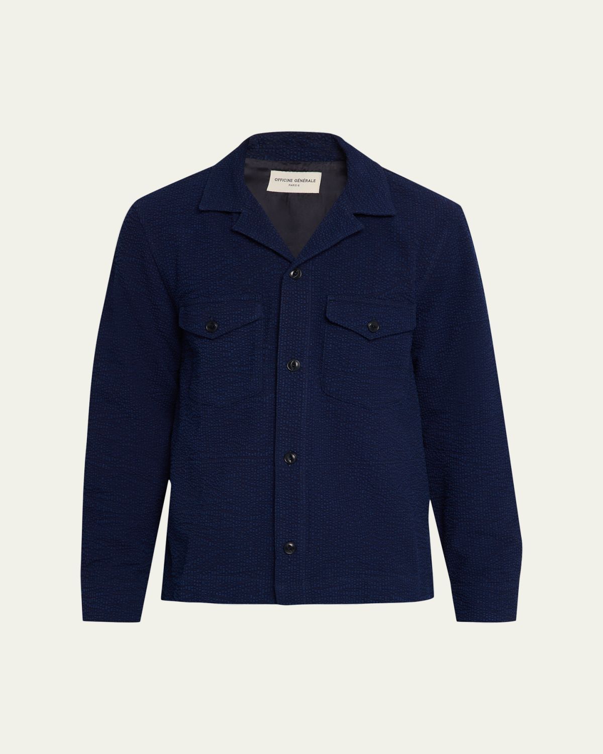 Officine Generale Men 's Jean-Baptiste Seersucker Cotton Shirt Jacket