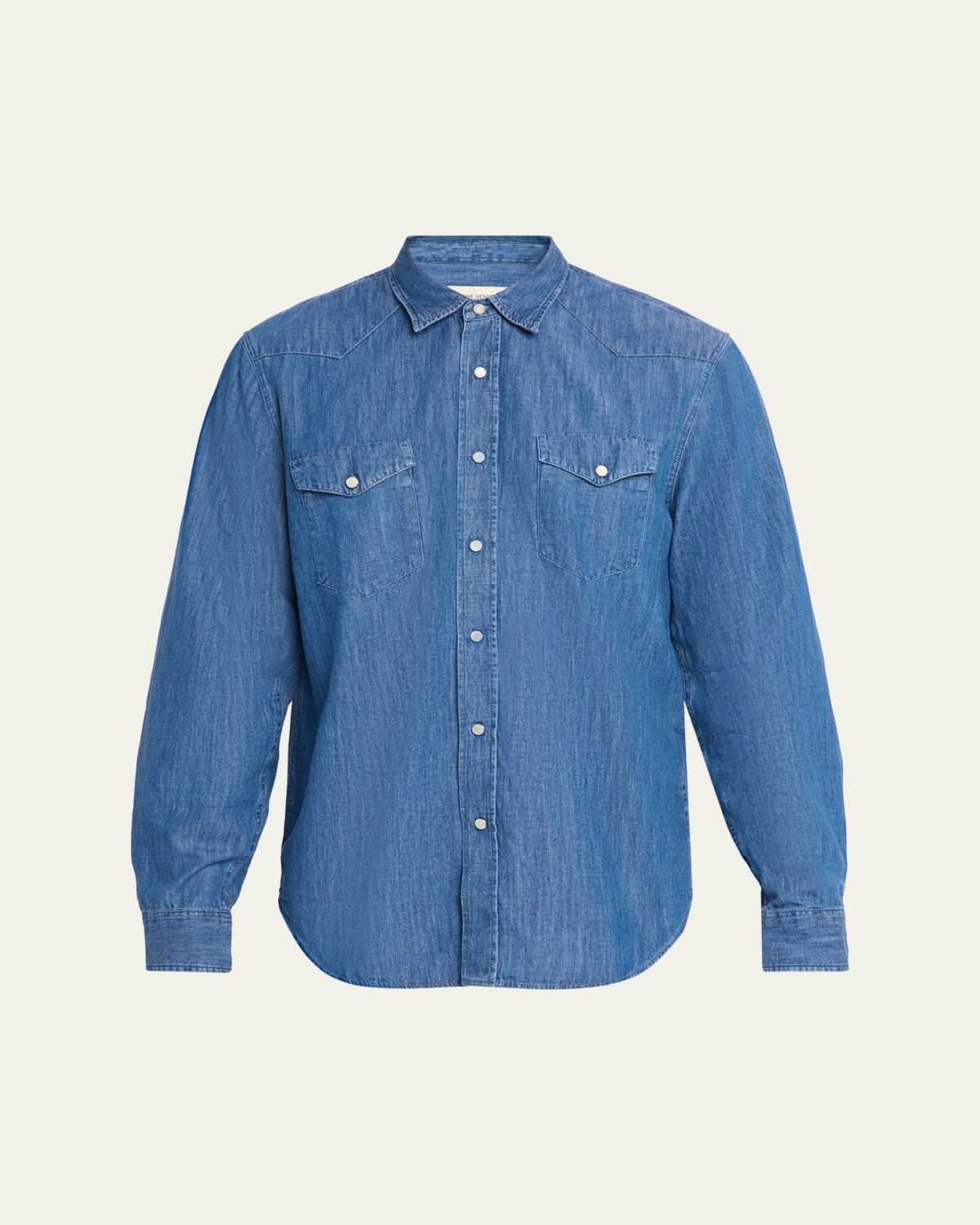 Officine Generale Men 's Maverick Snap-Front Chambray Western Shirt