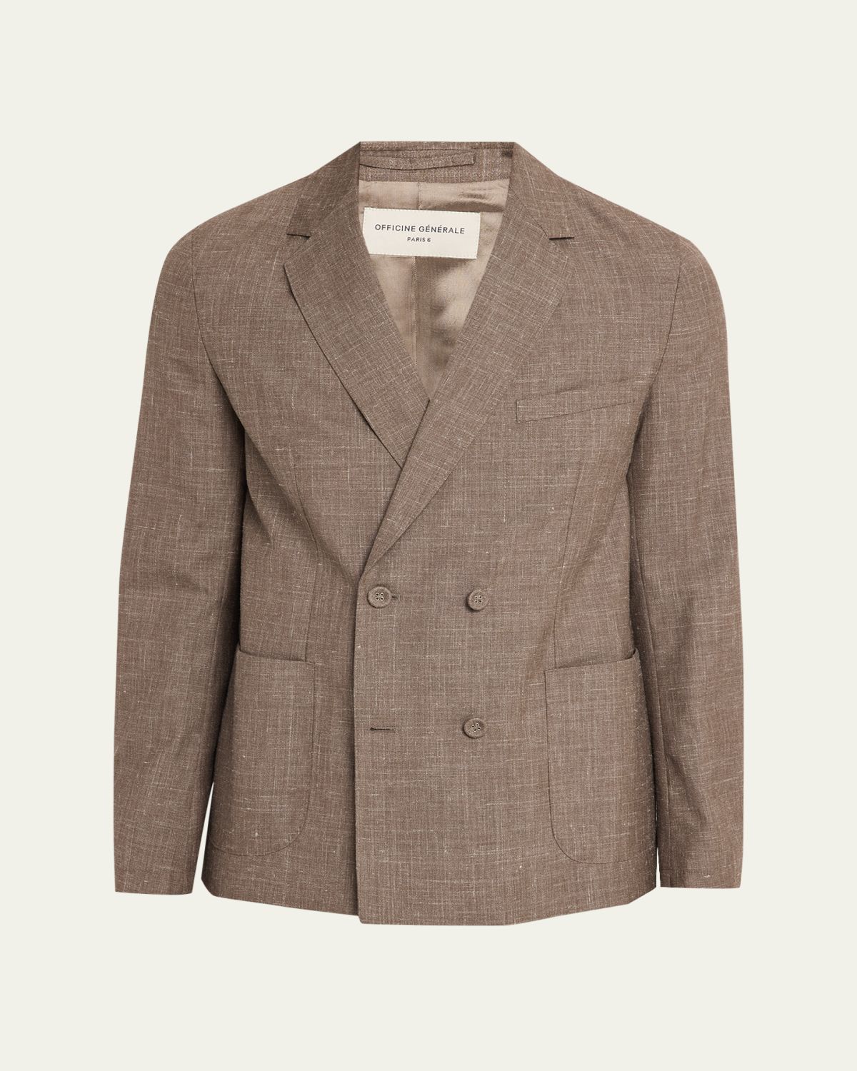 Officine Generale Men 's Light Brown Wool Leon Double-Breasted Sport Coat