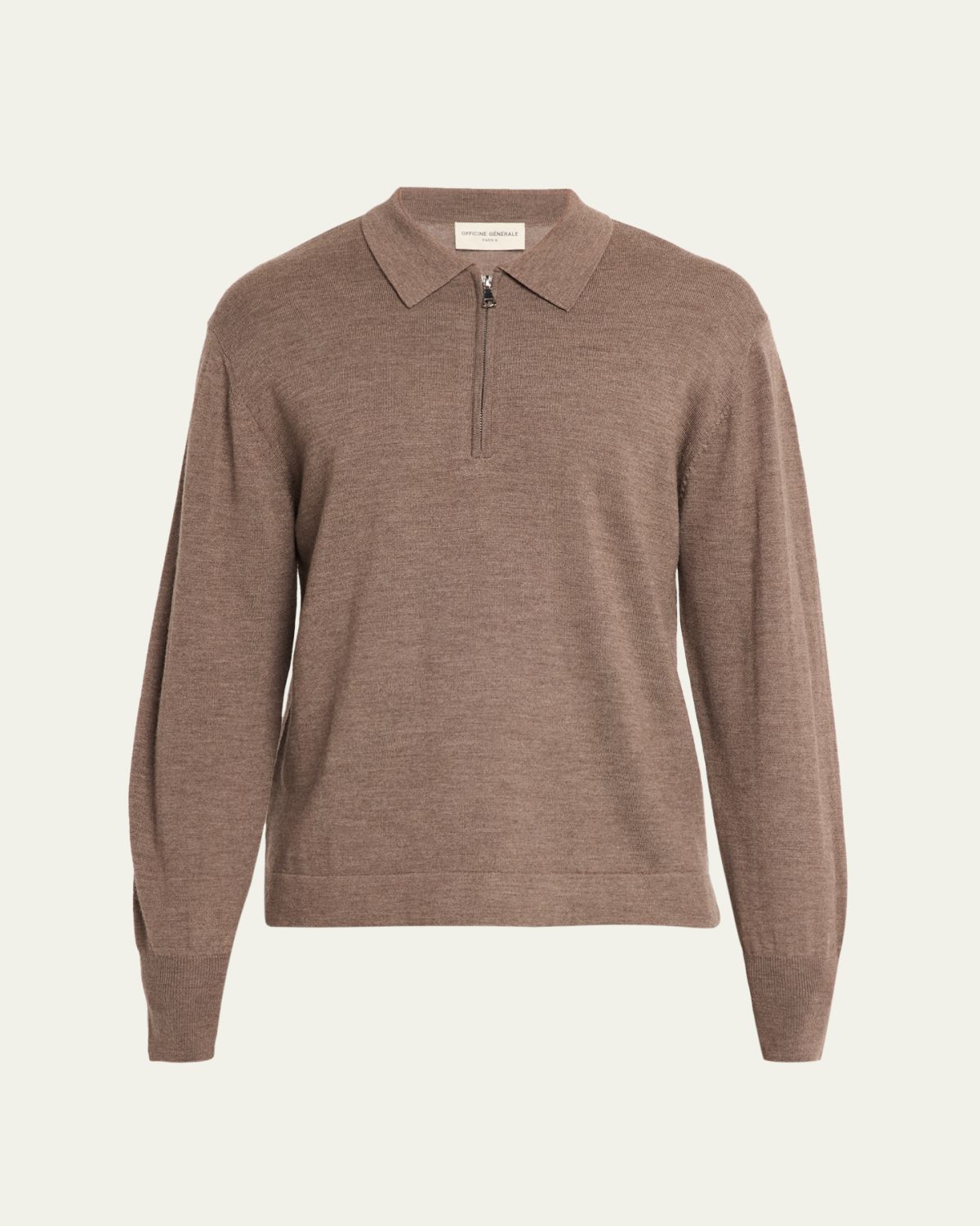 Officine Generale Men 's Bene Merino Wool Quarter-Zip Polo Sweater