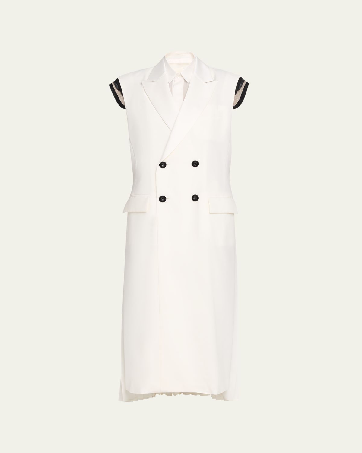 SACAI Scarf-Neck Double-Breasted Suiting Vest