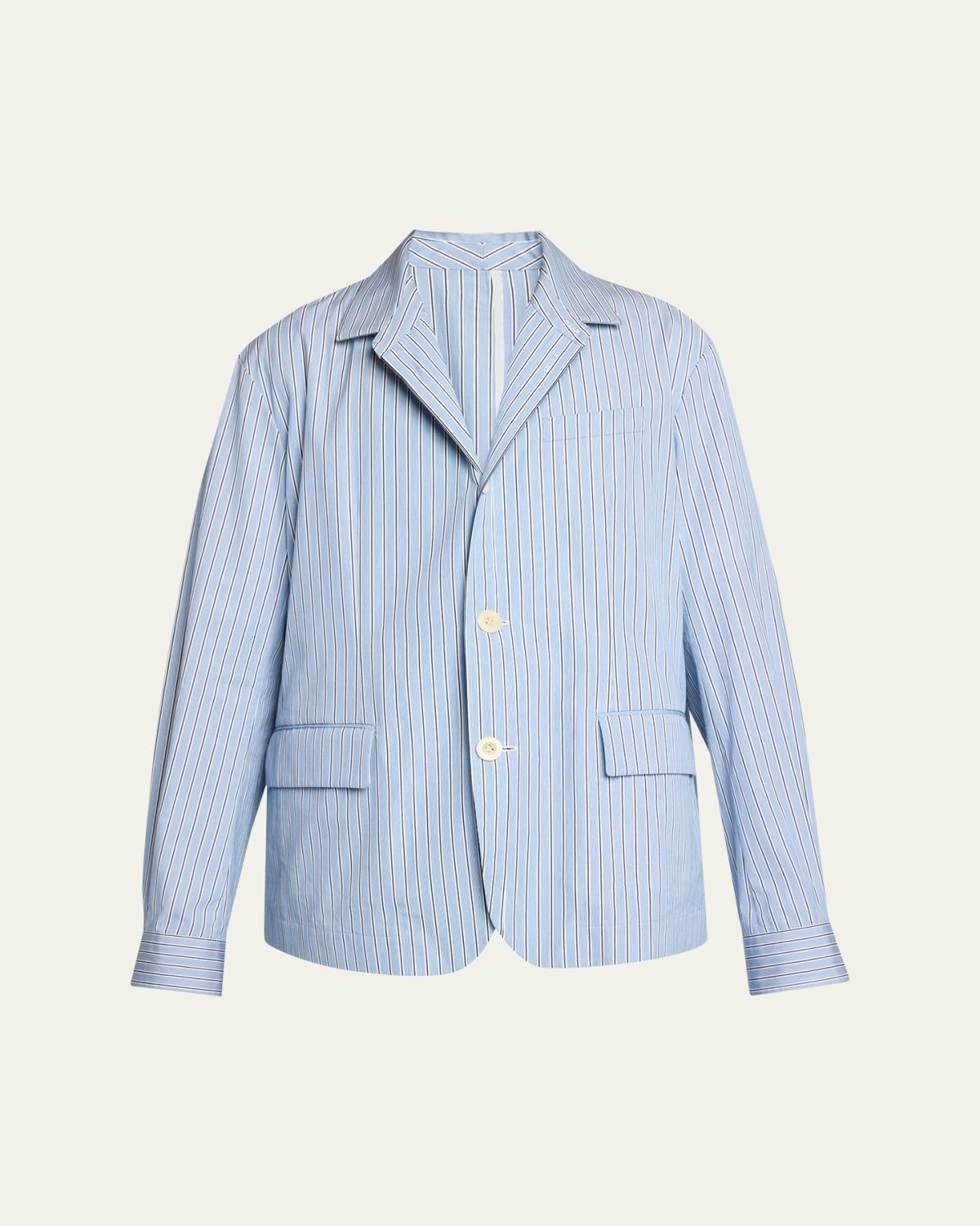 SACAI Men's Pinstripe Cotton Shirt-Style Blazer
