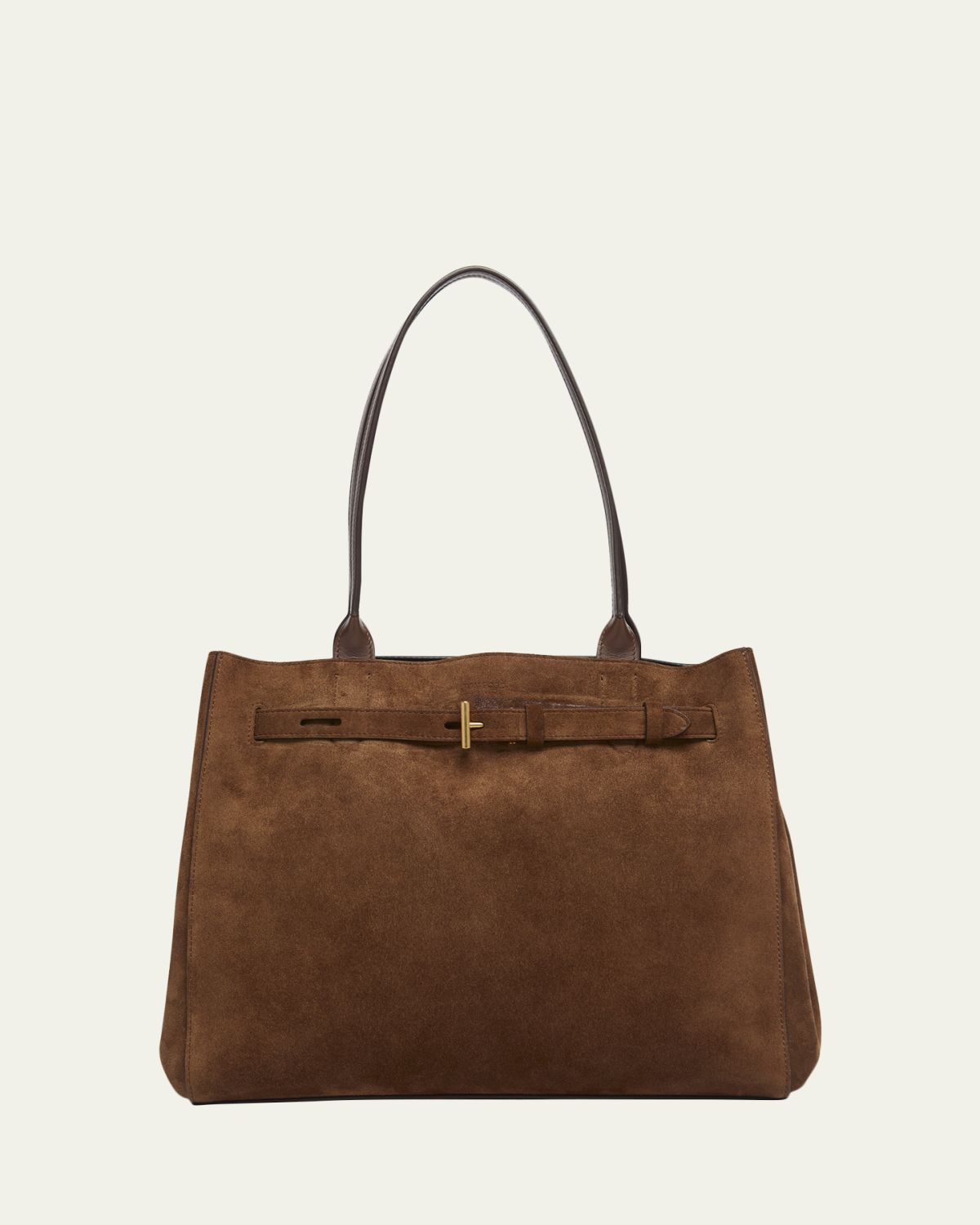 TOM FORD Belted T-Buckle Suede Tote Bag