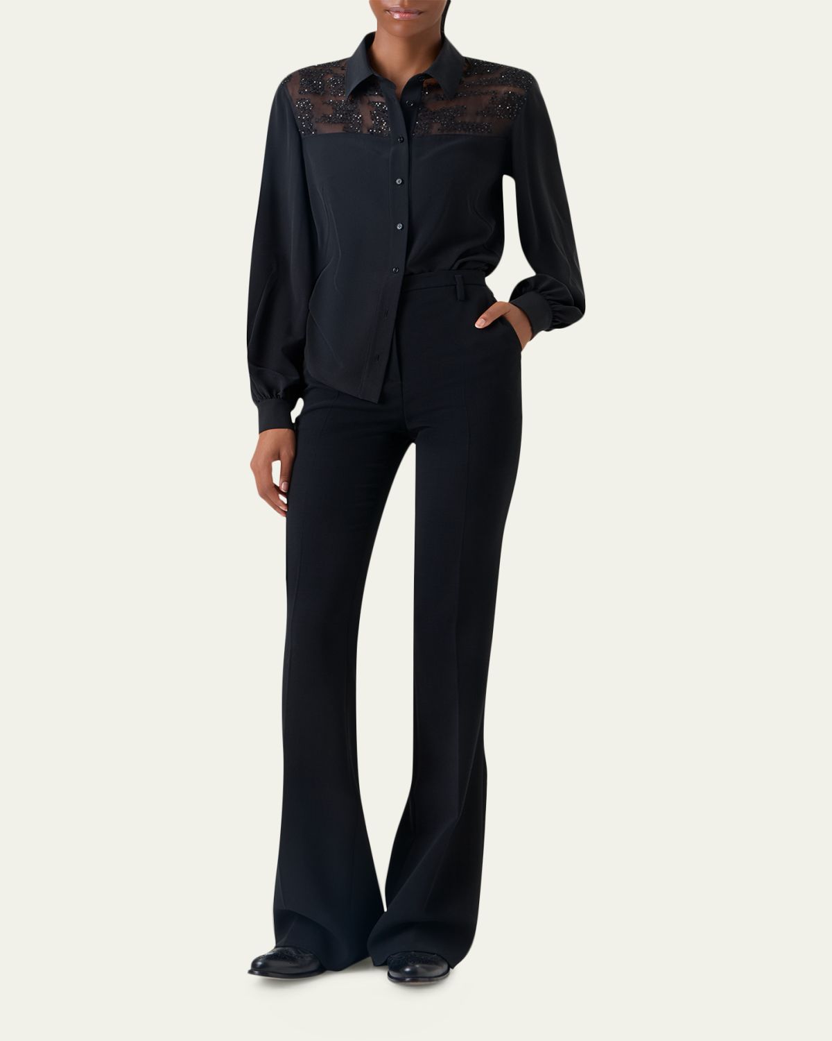 Akris Sequin Embellished Silk Crepe Blouse | Thumbnail 2 Akris Sequin Embellished Silk Crepe Blouse | Thumbnail 2