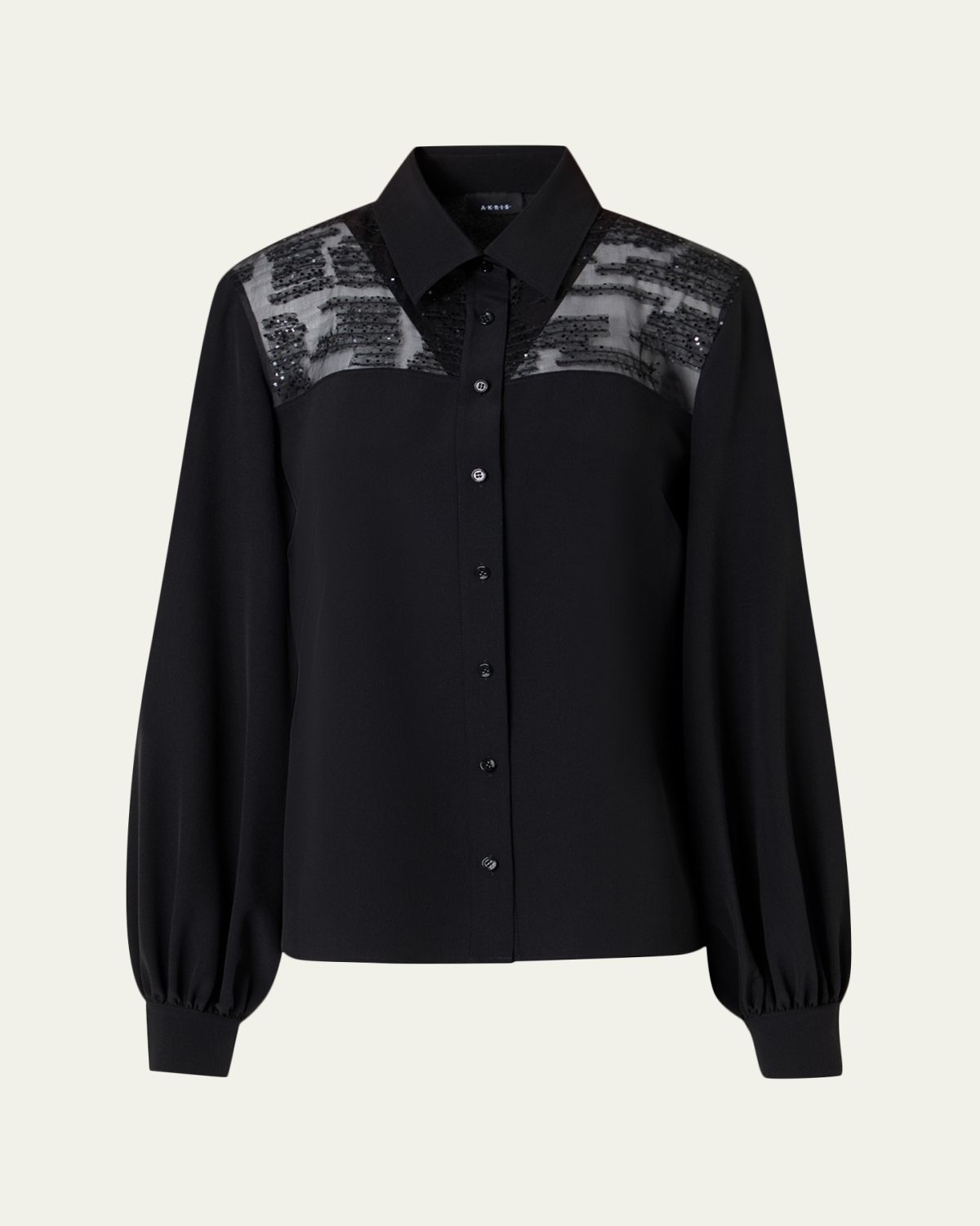 Akris Sequin Embellished Silk Crepe Blouse - Women's Clothing