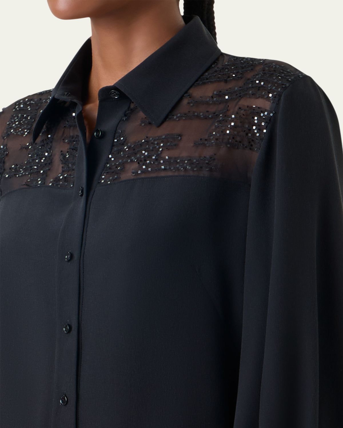 Akris Sequin Embellished Silk Crepe Blouse | Thumbnail 5 Akris Sequin Embellished Silk Crepe Blouse | Thumbnail 5
