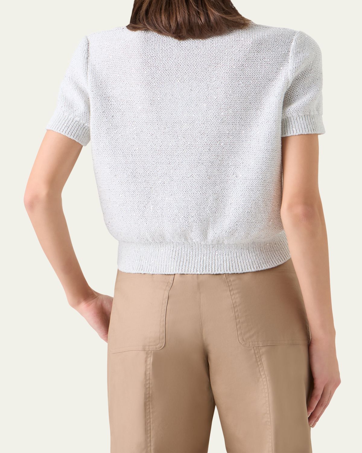 Akris Micro Sequined Short Knit Sweater | Thumbnail 3