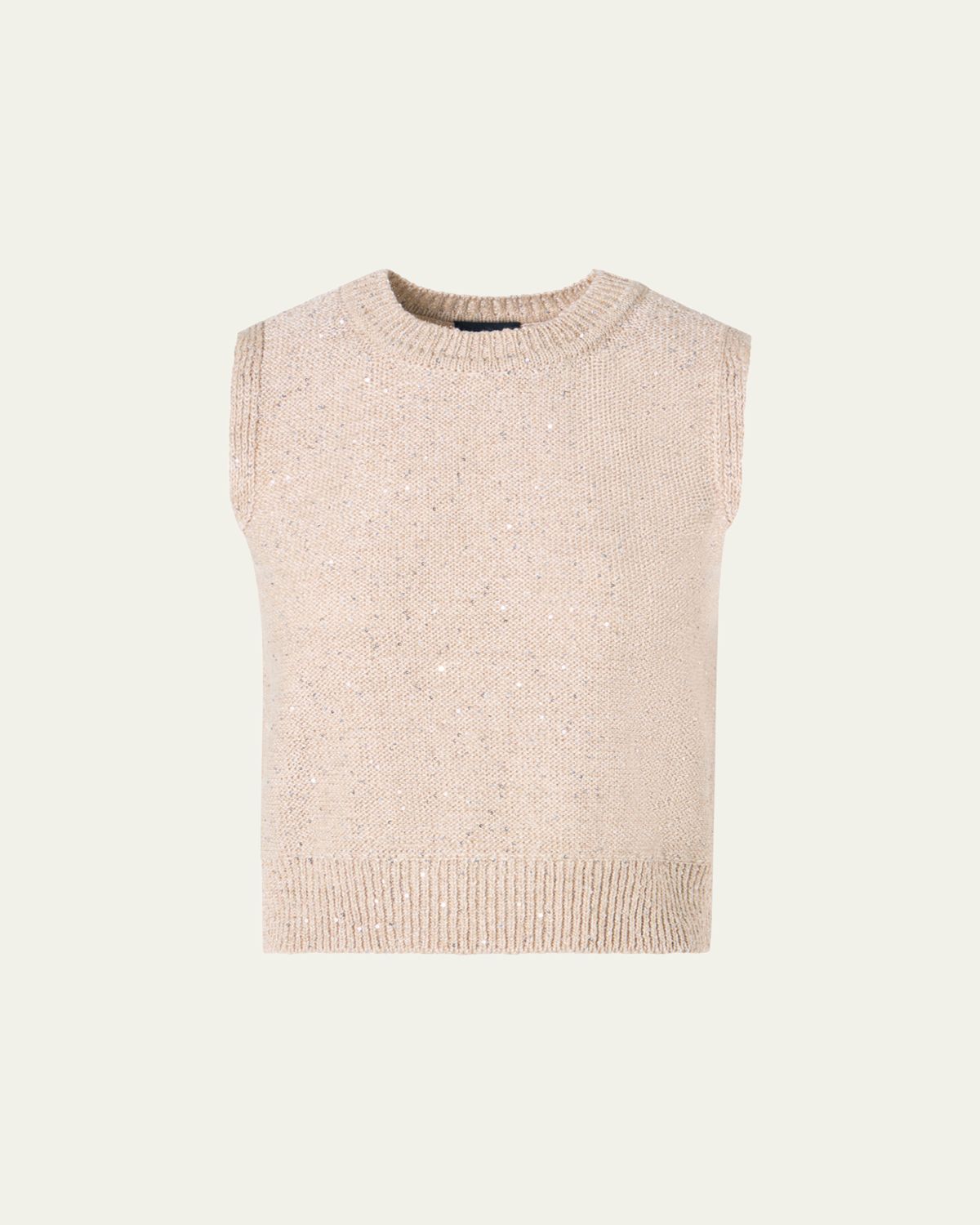Akris Linen-Cotton Micro Sequin Sleeveless Knit Top - Women's Clothing
